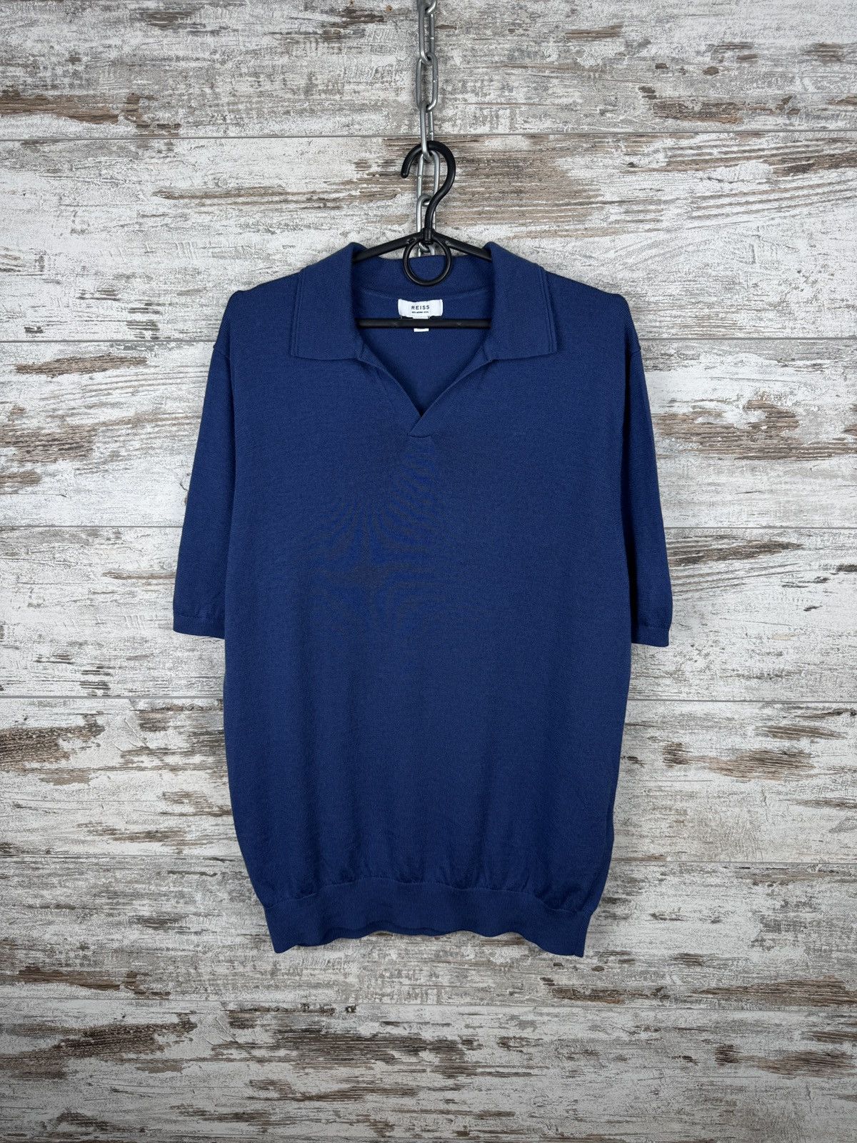 Reiss Mens Vintage Reiss polos merino wool T-shirt blue tee Size US L / EU 52-54 / 3 - 2 Thumbnail