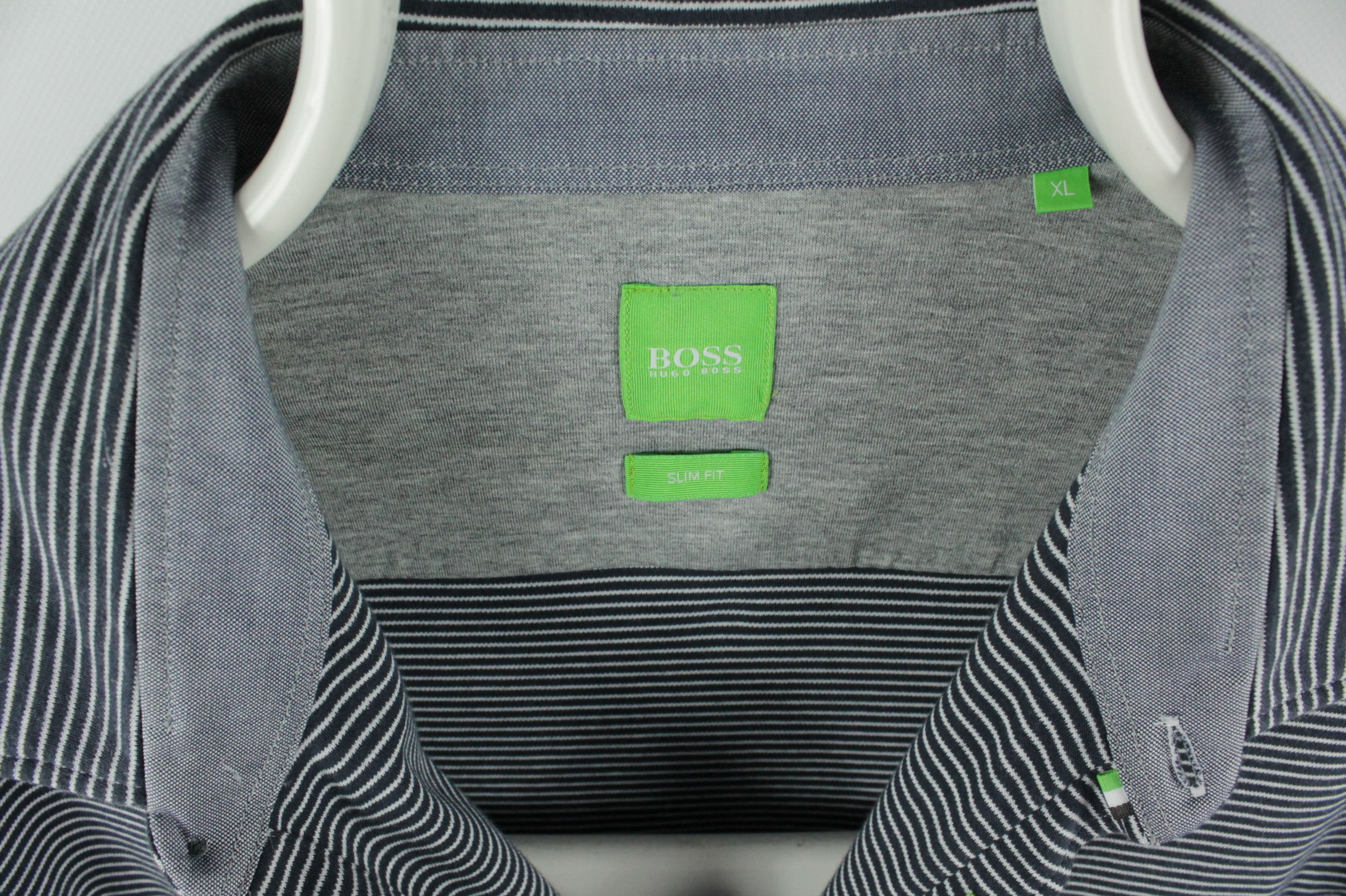Designer × Hugo Boss Hugo Boss Gray Stripe Cotton Pique Slim Fit Casual Shirt Size US XL / EU 56 / 4 - 3 Thumbnail