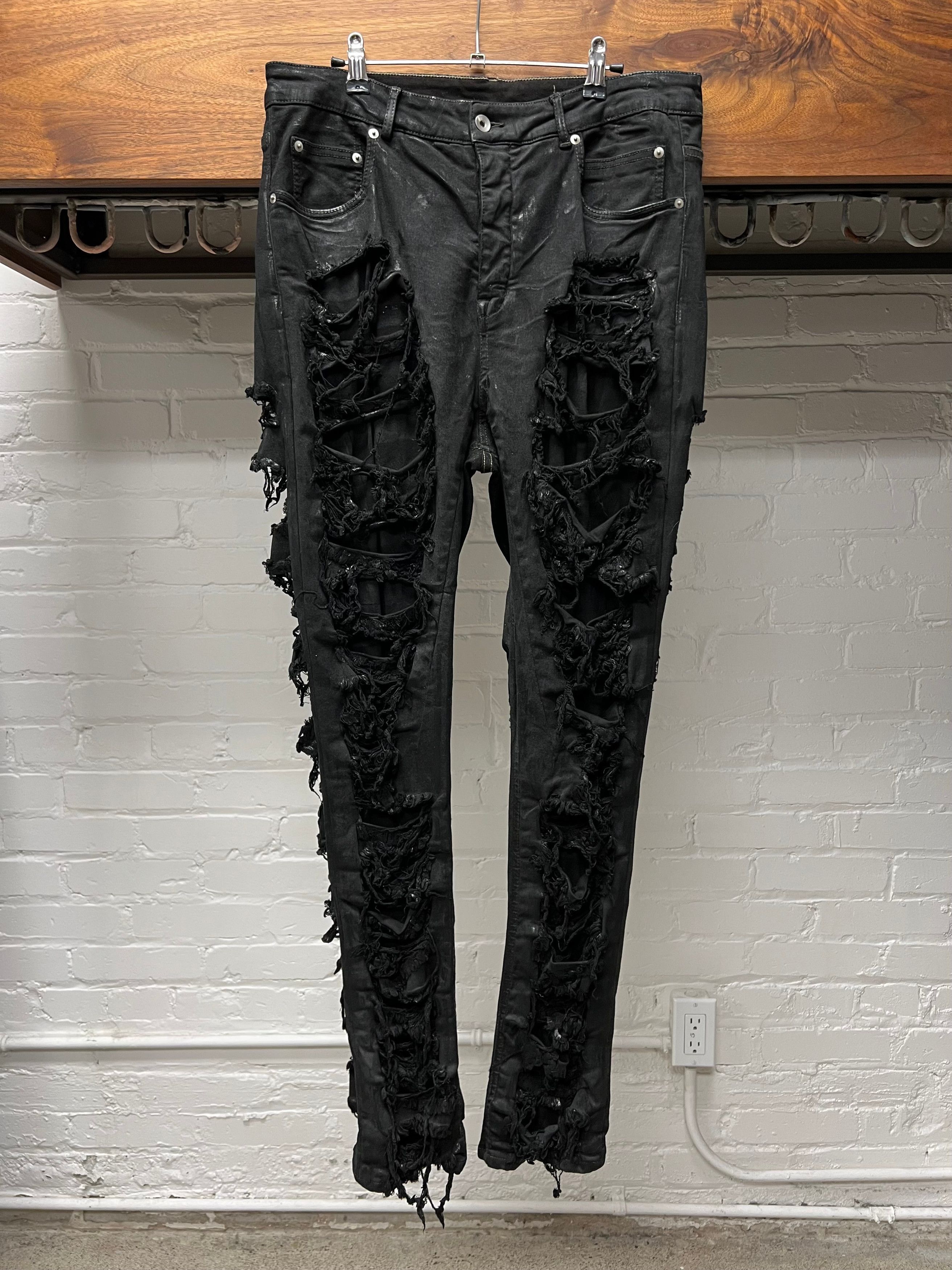 Rick Owens Rick Owens DRKSHDW 'Detroit Cut' Waxed Black Slashed