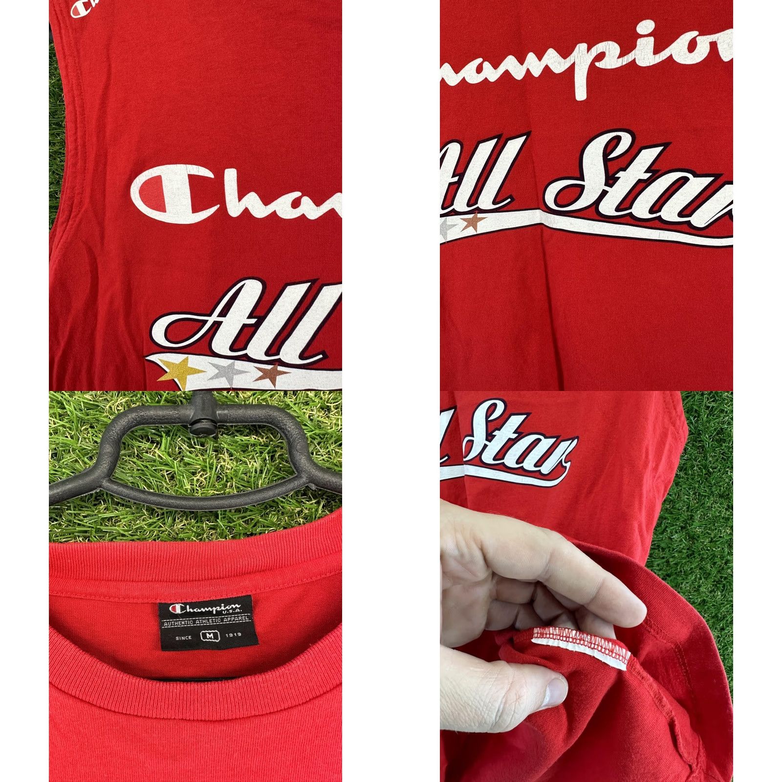 Champion Champion All Star Mens Tank Top T-Shirt Sleeveless Tee Jersey Trikot Size M Red Cotton Logo 100% Charted Regular Shirt Mens All Stars 90s Theme Size US M / EU 48-50 / 2 - 8 Thumbnail