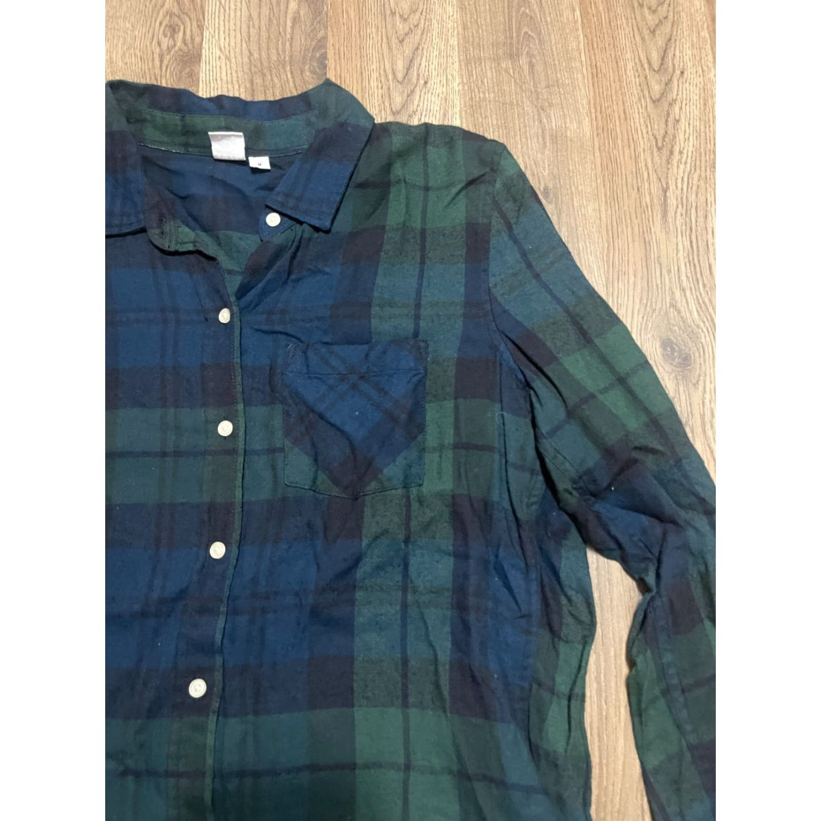 Gap Gap Shirt Women's Size Medium Green Black Plaid Button Up Long Sleeve - Casual Modern Button-Up Womens M Green Plaid Long Sleeve Shirt Size M / US 6-8 / IT 42-44 - 4 Thumbnail