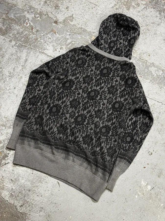 Dolce & Gabbana 2010s Dolce & Gabbana Grey Lace Pattern Wool Hoodie Size US M / EU 48-50 / 2 - 9 Thumbnail