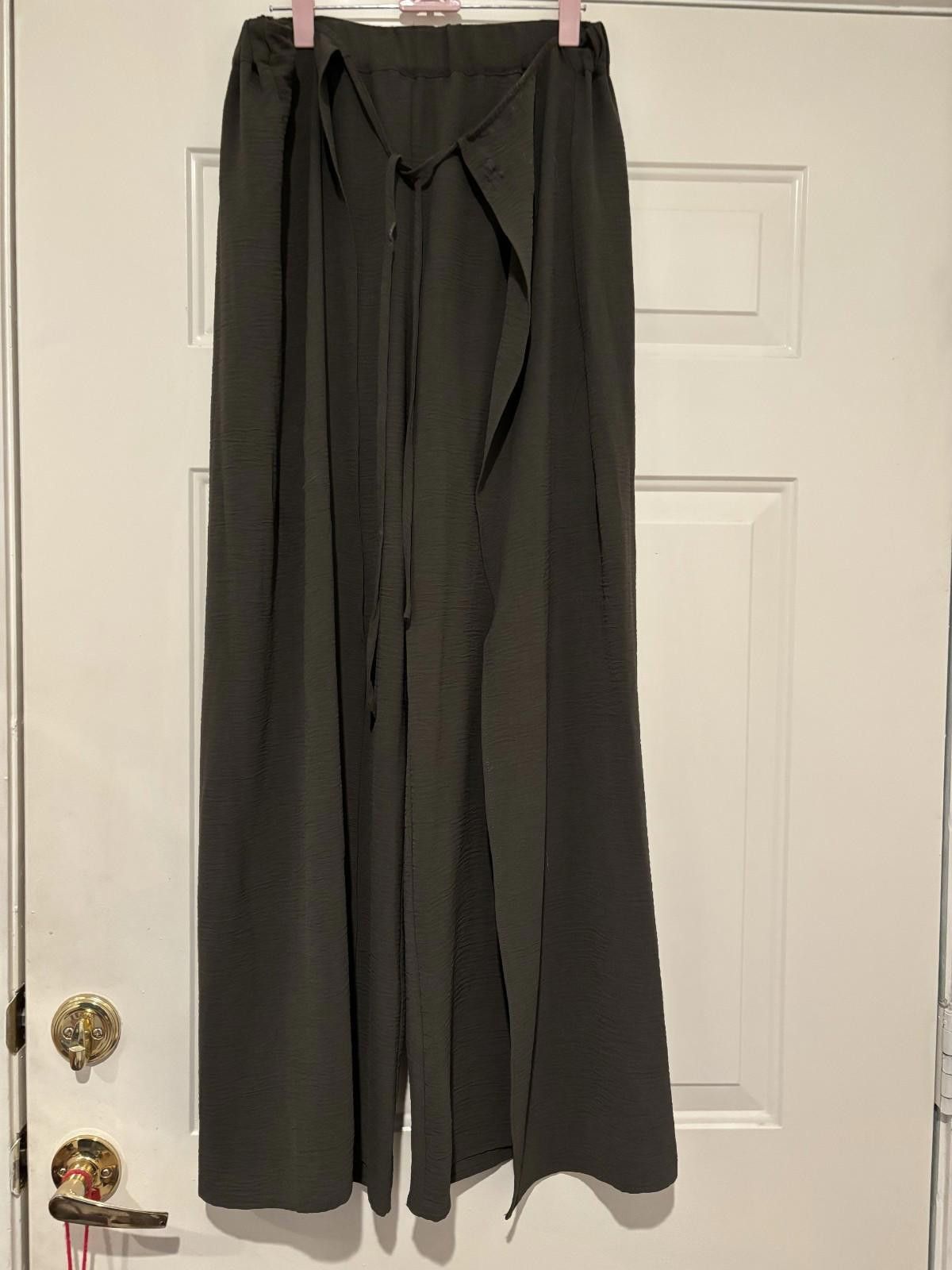 Designer Womens sz S Hallogen olive green wrap pants #363 Size 28" / US 6 / IT 42 - 1 Thumbnail