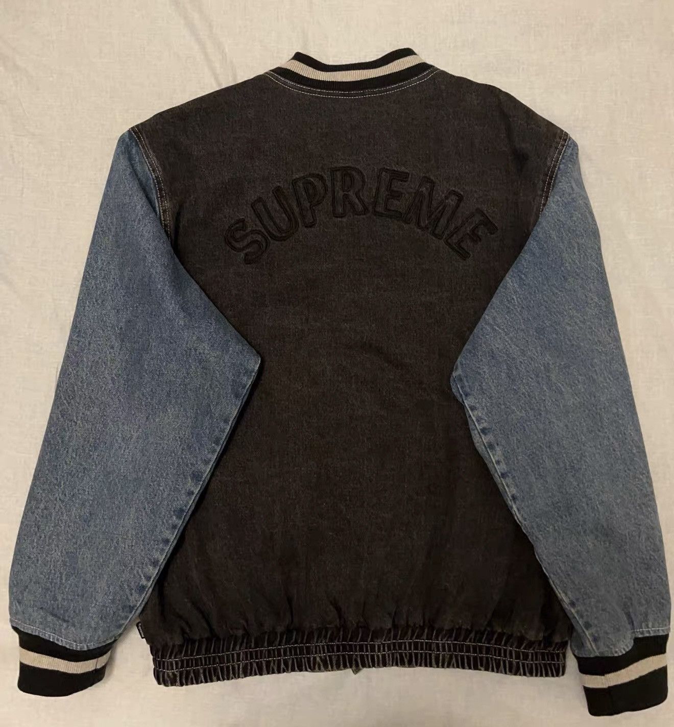 Supreme Supreme ss18 denim varisty jacket Size US XL / EU 56 / 4 - 2 Thumbnail
