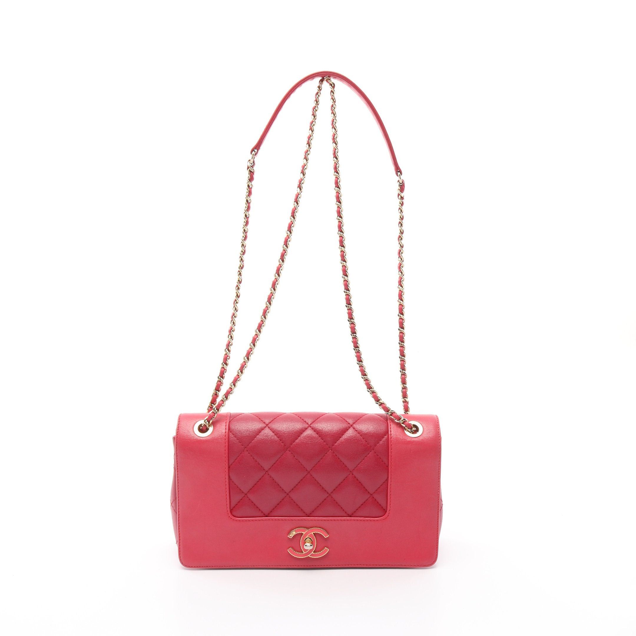 Chanel Chanel Mademoiselle Matelasse Double Flap Chain Shoulder Bag Leather Pink Purple Gold Hardware Size ONE SIZE - 1 Thumbnail
