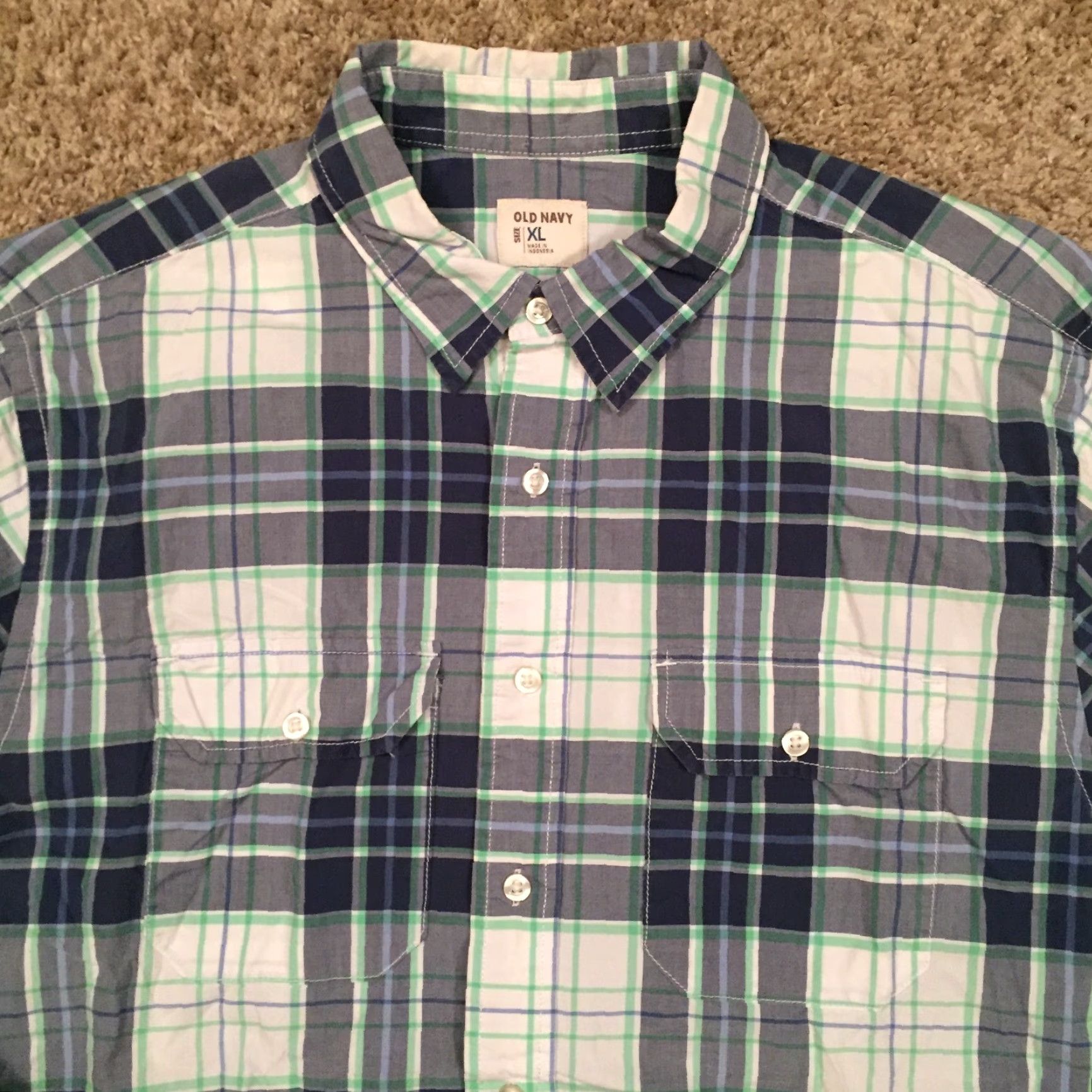 Old Navy Old Navy Shirt Mens XL Blue Plaid Long Sleeve Button-Up Shirt Size US XL / EU 56 / 4 - 3 Thumbnail