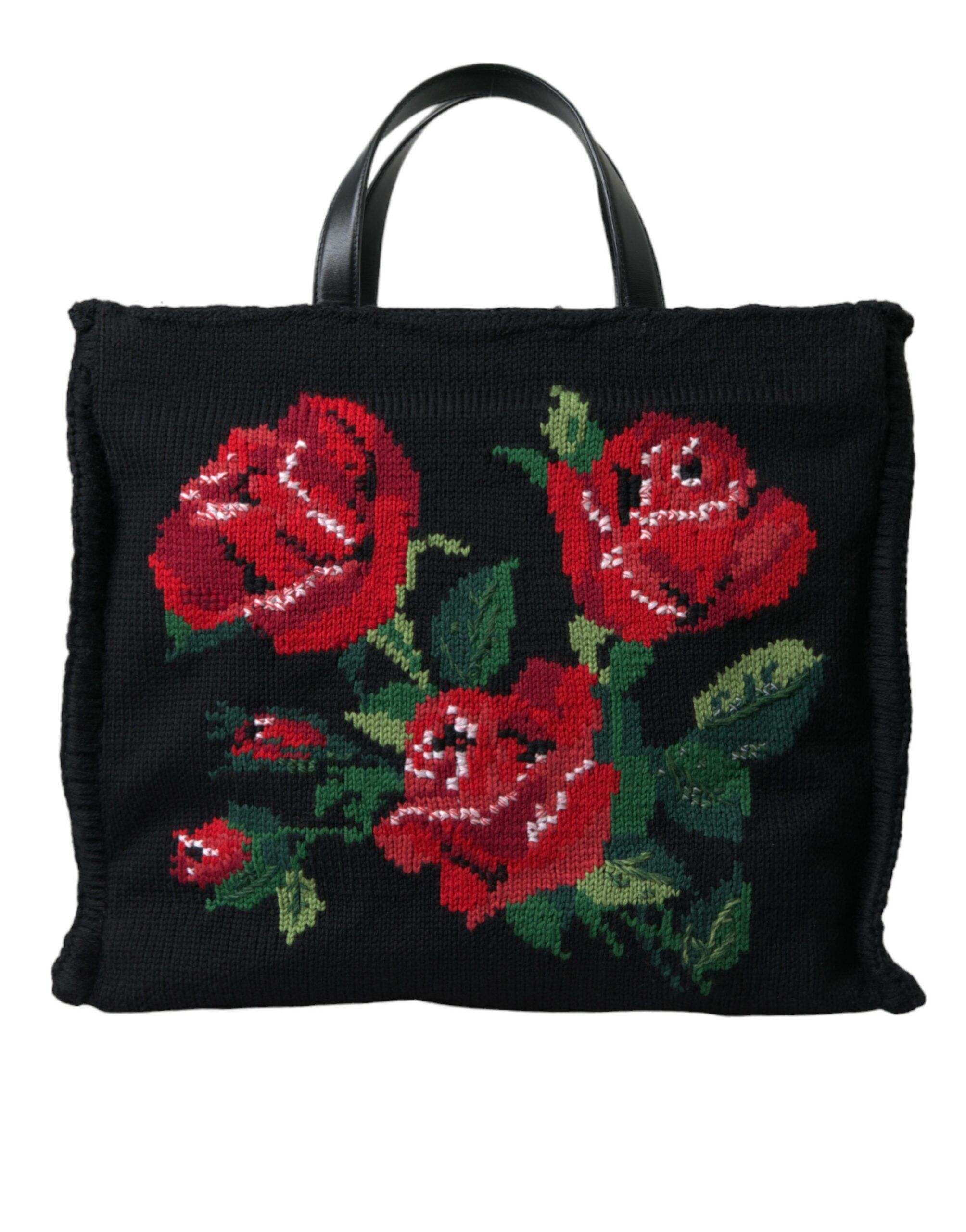 Dolce & Gabbana Chic Embroidered Floral Black Women's Tote Size ONE SIZE - 1 Thumbnail