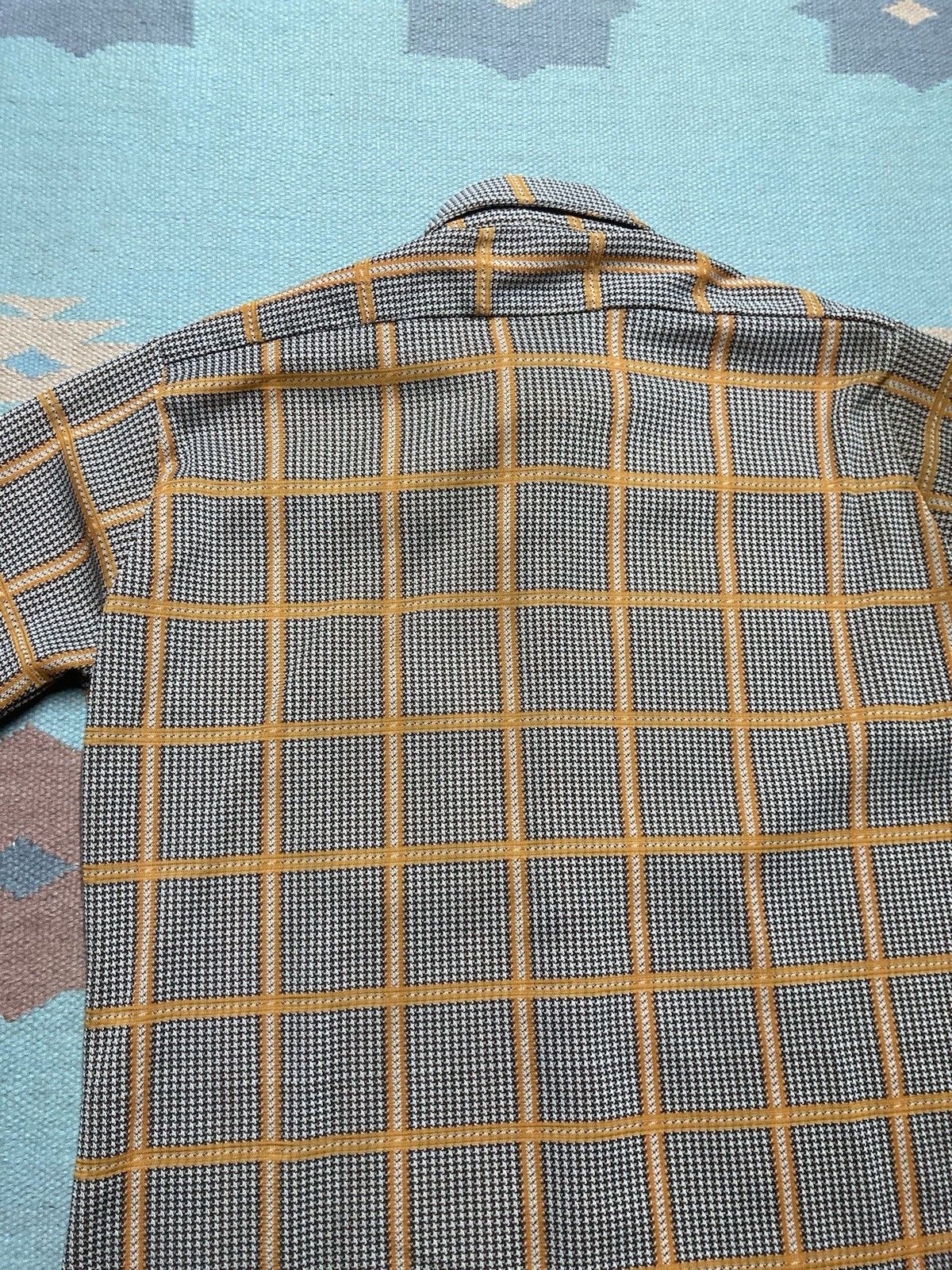 Vintage Vtg 70s button shirt dagger collar plaid houndstooth disco L Size US L / EU 52-54 / 3 - 6 Thumbnail