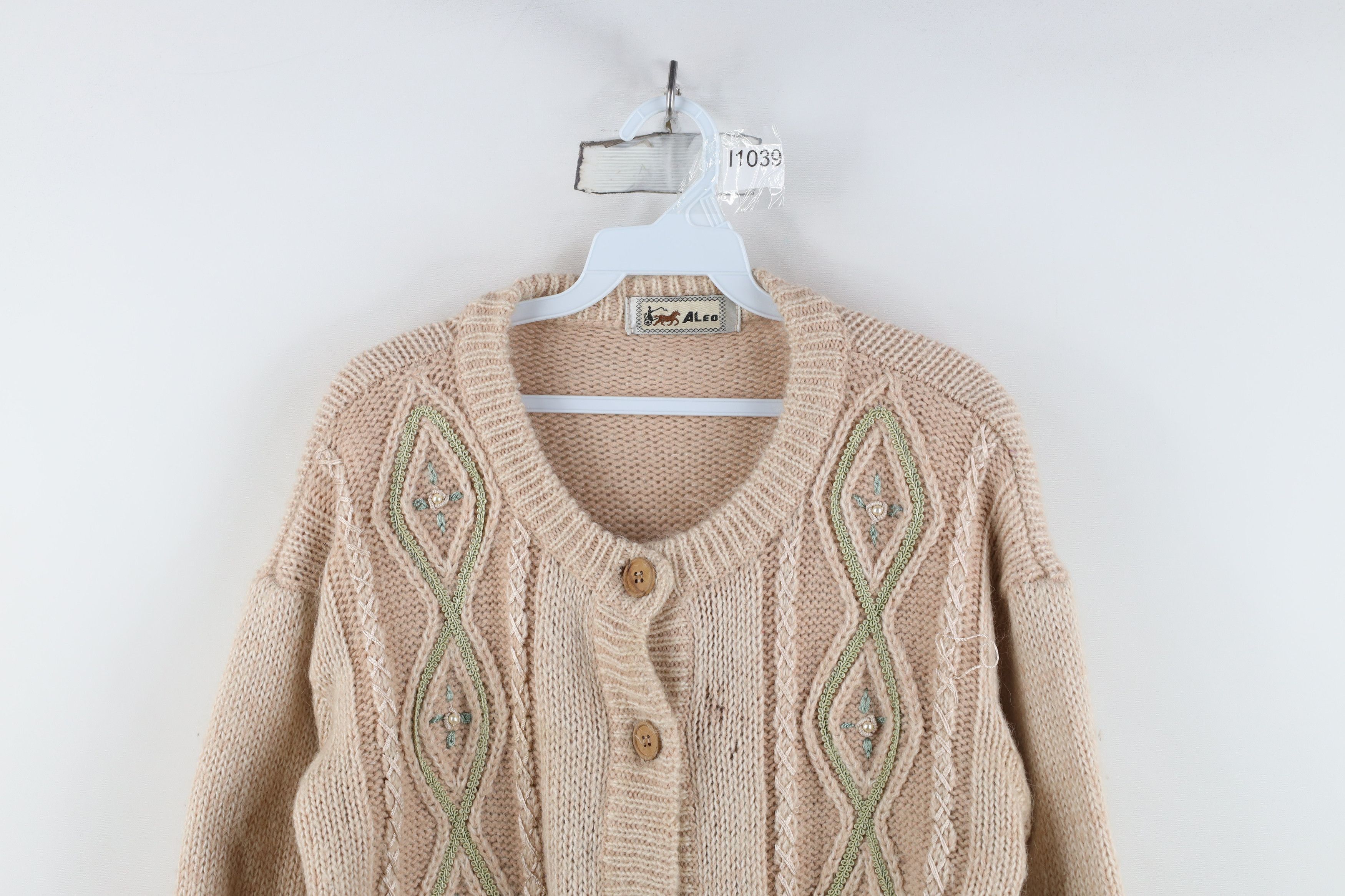 Vintage Vintage 90s Streetwear Blend Flower Knit Cardigan Sweater Size L / US 10 / IT 46 - 2 Thumbnail