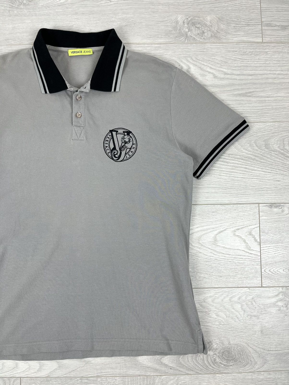 Versace Versace Jeans Grey Cotton Button Logo Polo Shirt Size US XL / EU 56 / 4 - 2 Thumbnail