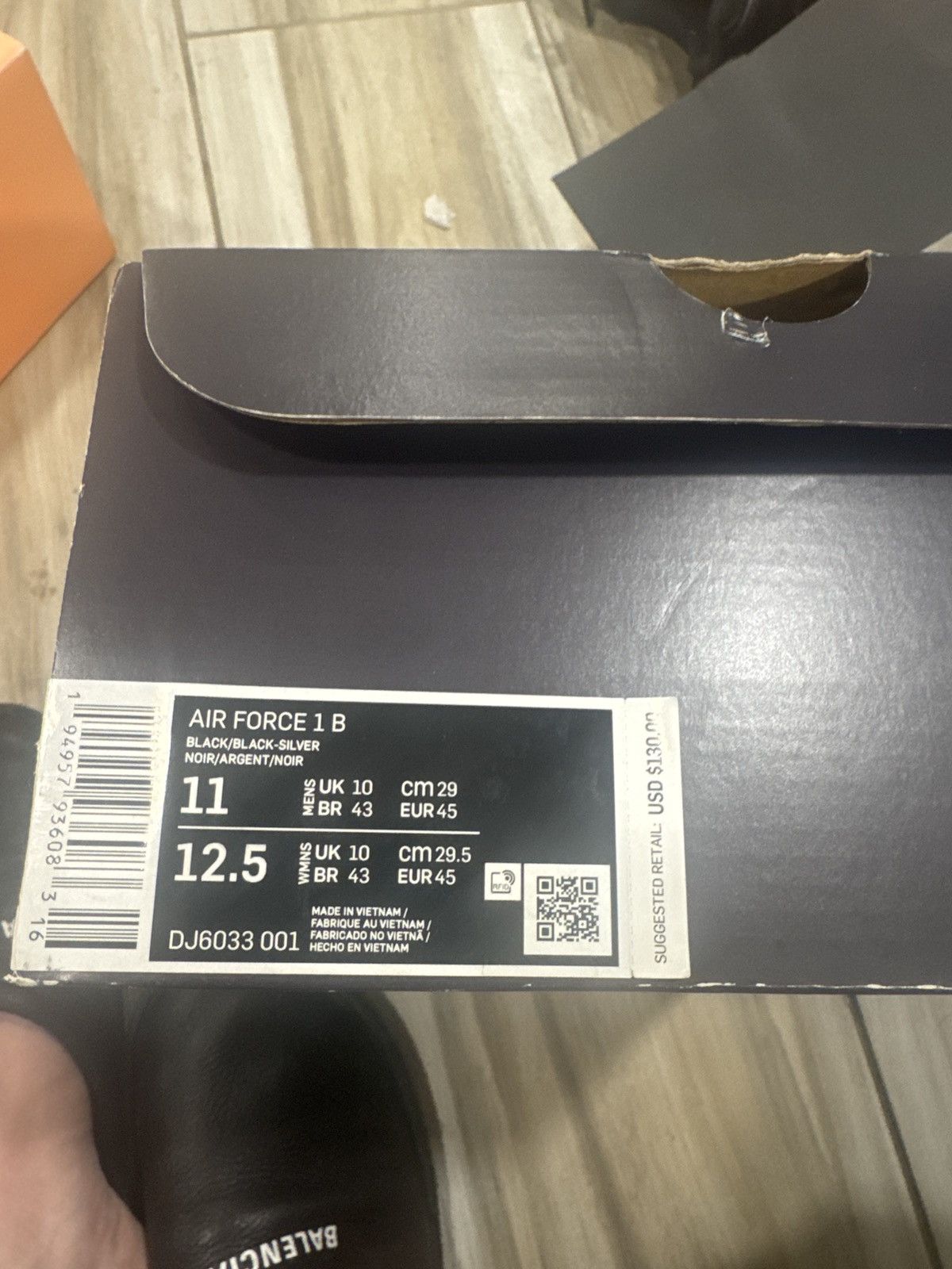 Nike af1 black silver Size US 11 / EU 44 - 8 Thumbnail