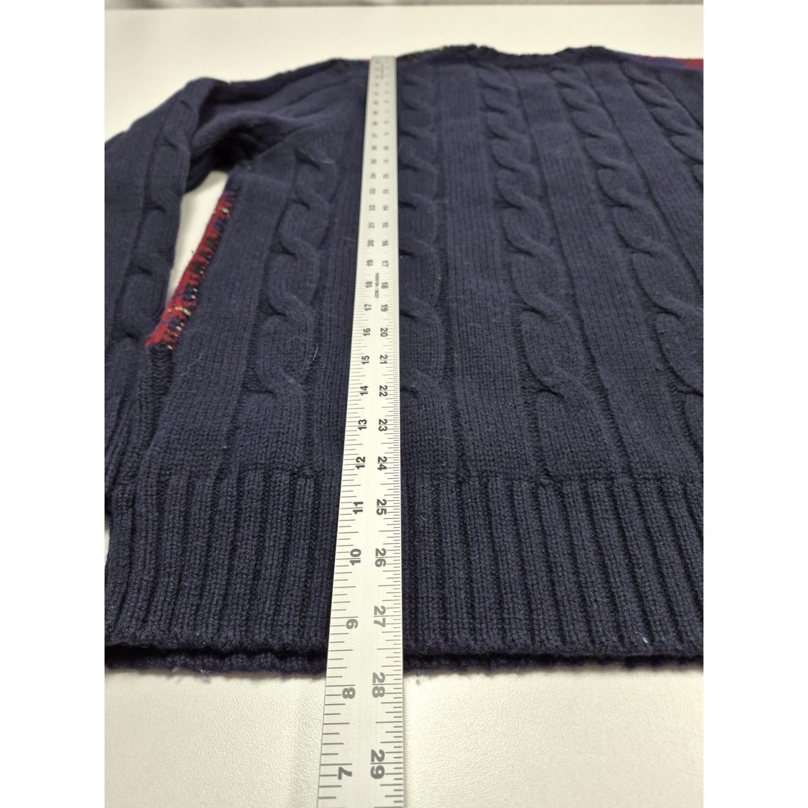 Brooks Brothers Brooks Brothers Sweater Mens Large Blue Merino Wool Plaid Crewneck Elbow Patch Size US L / EU 52-54 / 3 - 7 Thumbnail