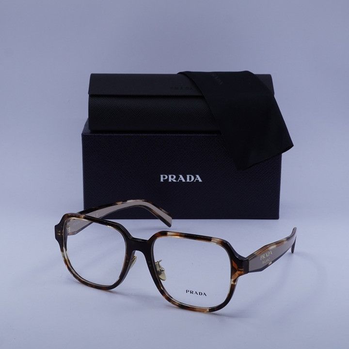 Prada Prada PRB07VD 07R1O1 Eyeglasses Havana Caramel 56mm Square Size ONE SIZE - 10 Thumbnail