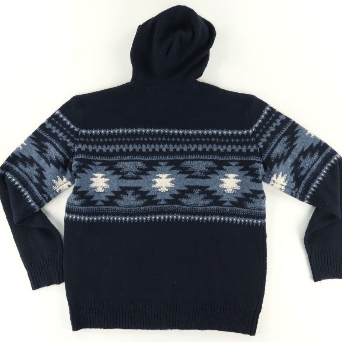 Vintage American Eagle Aztec Knit Navy Men's L Hoodie Shirt (Adult) Size US L / EU 52-54 / 3 - 4 Thumbnail