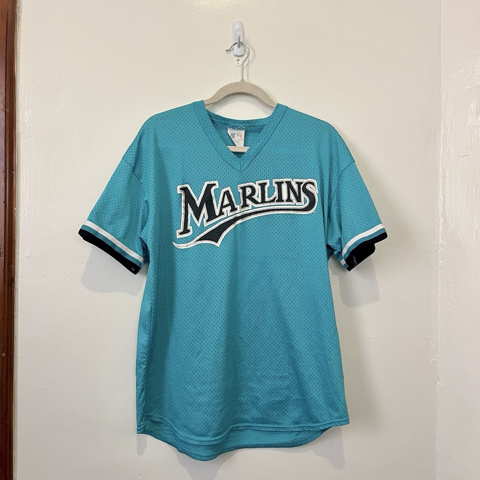 Majestic 1990s Florida Marlins Majestic Batting Jersey Teal VTG XL Size US XL / EU 56 / 4 - 1 Thumbnail