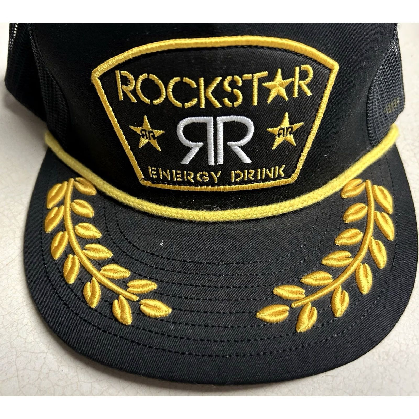 Roper VINTAGE Rare Rockstar Energy Drink Captain Snapback Rope Hat Patch Black/Gold 2014 Men's Hat Snapback Rope Cap Black/Gold 2014 Mens Size ONE SIZE - 7 Thumbnail