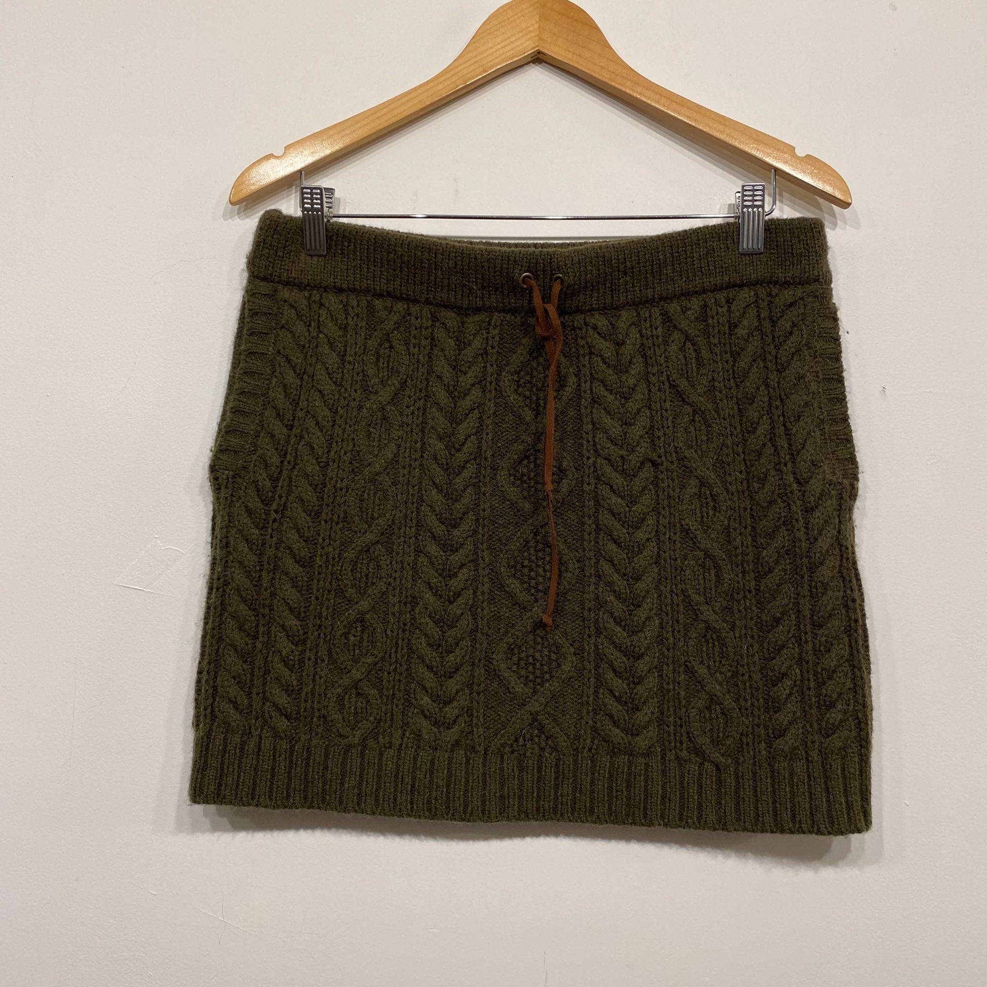 Polo Ralph Lauren Polo Ralph Lauren Green Cable Knit Wool Alpaca Blend Mini Sk Size 26" / US 2 / IT 38 - 1 Thumbnail