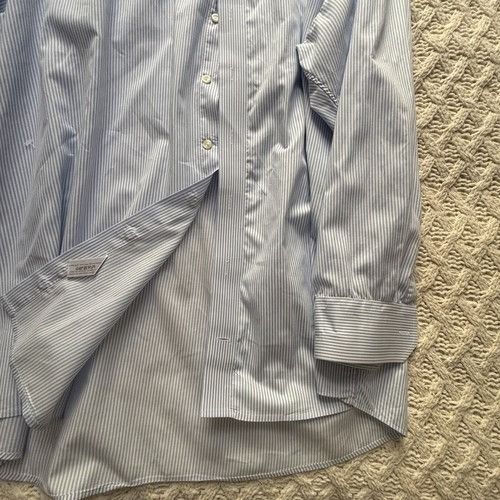 Eton ETON Men's Dress Shirt Blue Striped Cotton Custom Made $450 Size 36R - 3 Thumbnail