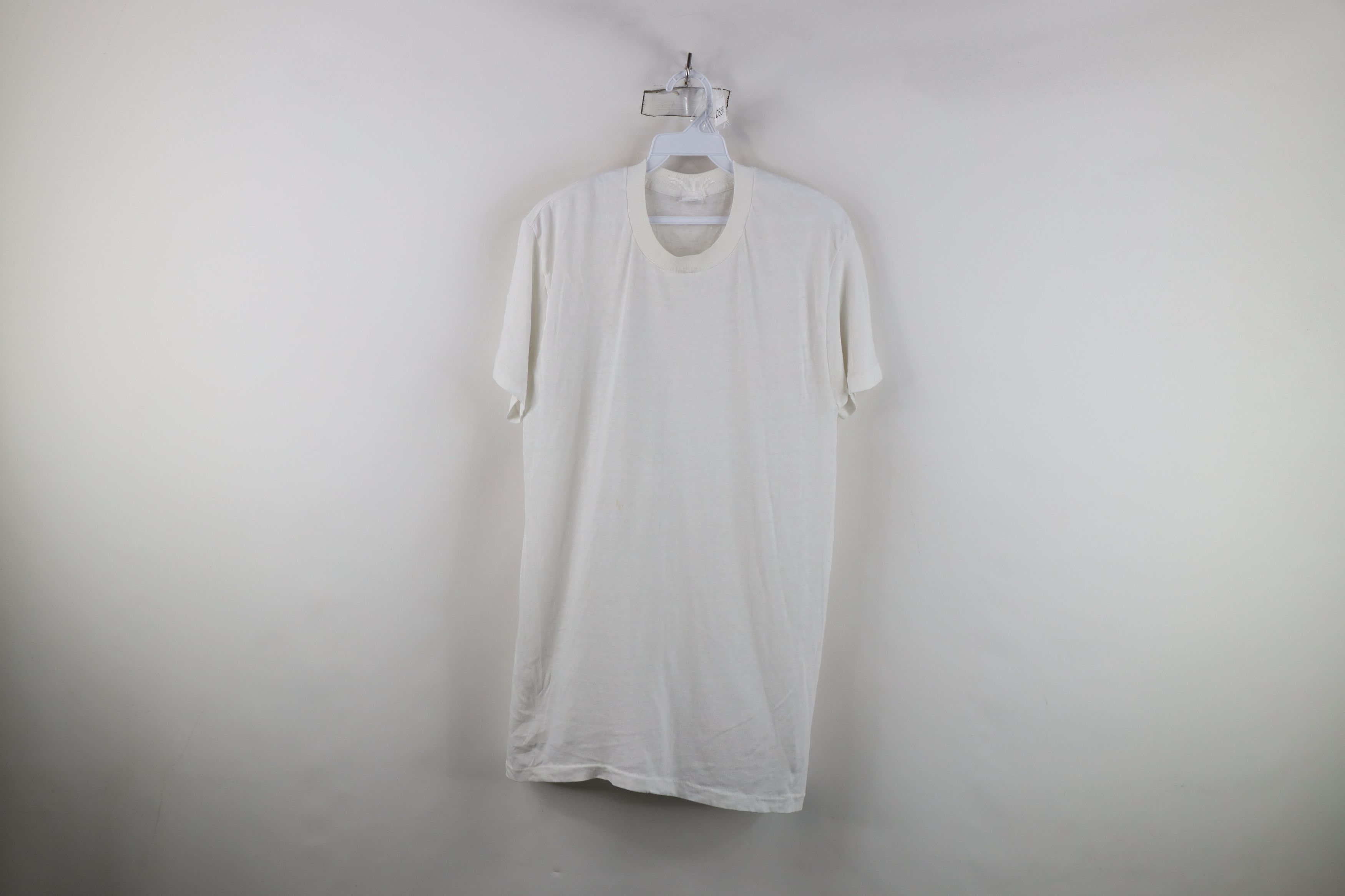 Vintage Vintage 90s Streetwear Blank Super Thin T-Shirt White USA Size US L / EU 52-54 / 3 - 1 Thumbnail