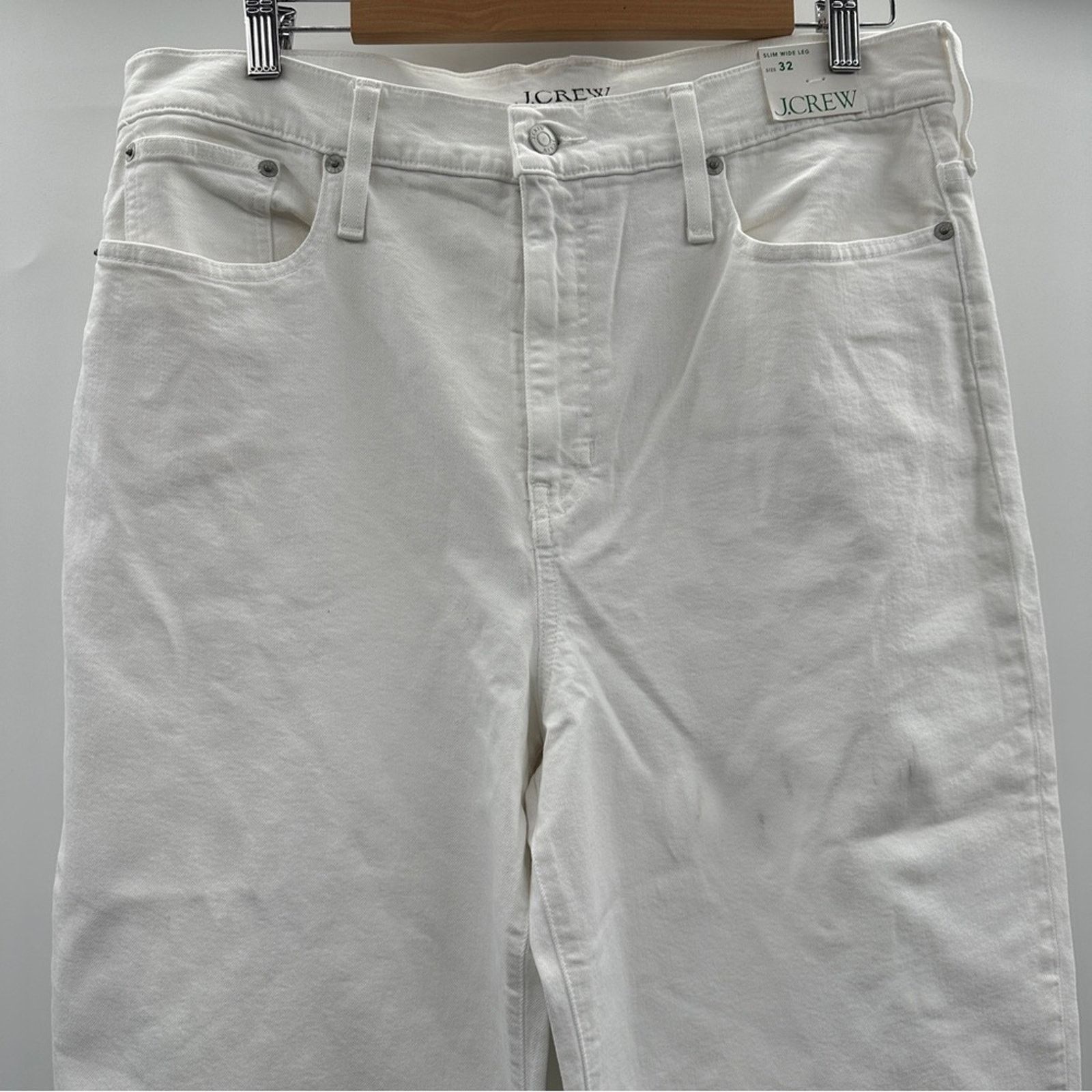 J.Crew J. Crew Slim Wide-Leg High Rise Raw Hem Jeans in White Wash Size 32" / US 10 / IT 46 - 4 Thumbnail