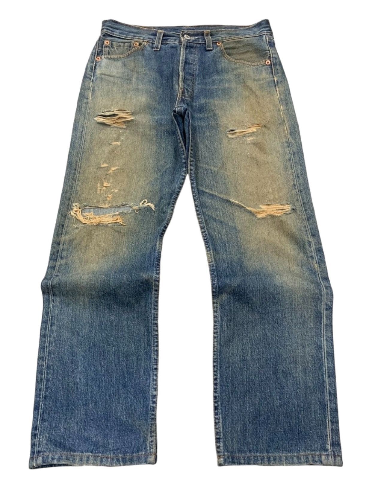 If Six Was Nine × Levi's Vintage Levis UK Crazy Mud Wash Distressed Jeans (AC11) Size US 29 - 3 Thumbnail