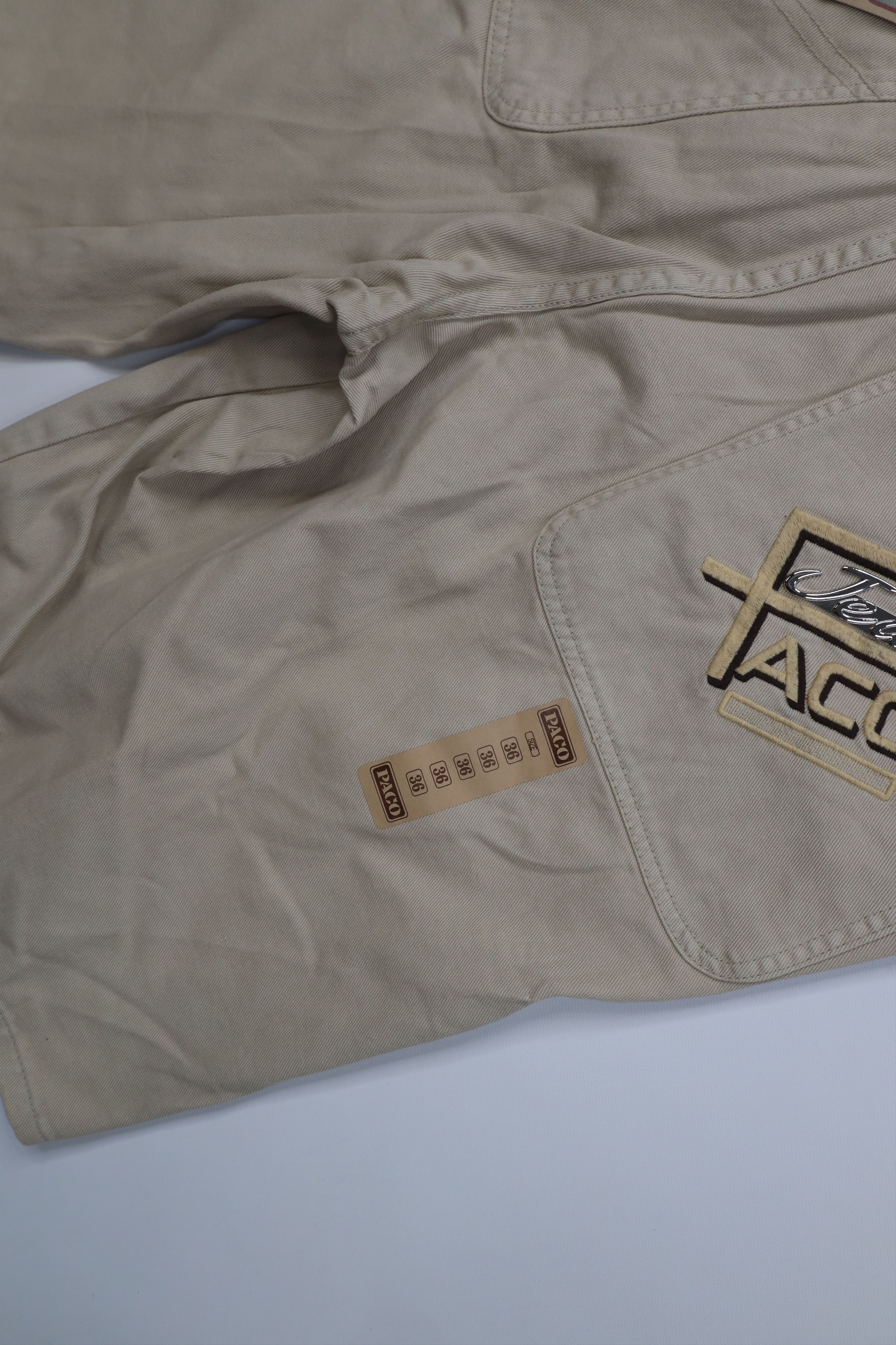 Vintage Deadstock Vintage 90s Paco Hip Hop Denim Jean Shorts Tan Size US 36 / EU 52 - 13 Thumbnail