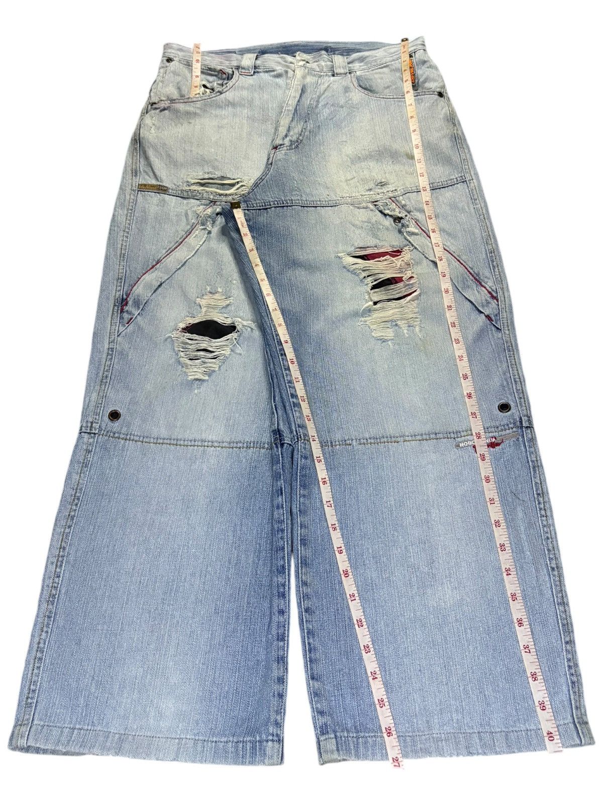 Hobo Vintage Hobo Embroidered Double Knee Baggy Cargo Jeans Size US 33 - 12 Thumbnail