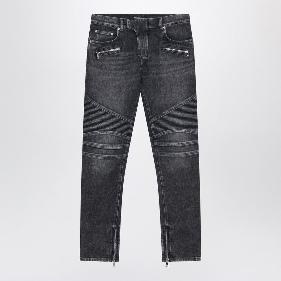 Balmain o1d2blof0226 Slim Biker Jeans in Black Size US 33 - 1 Thumbnail