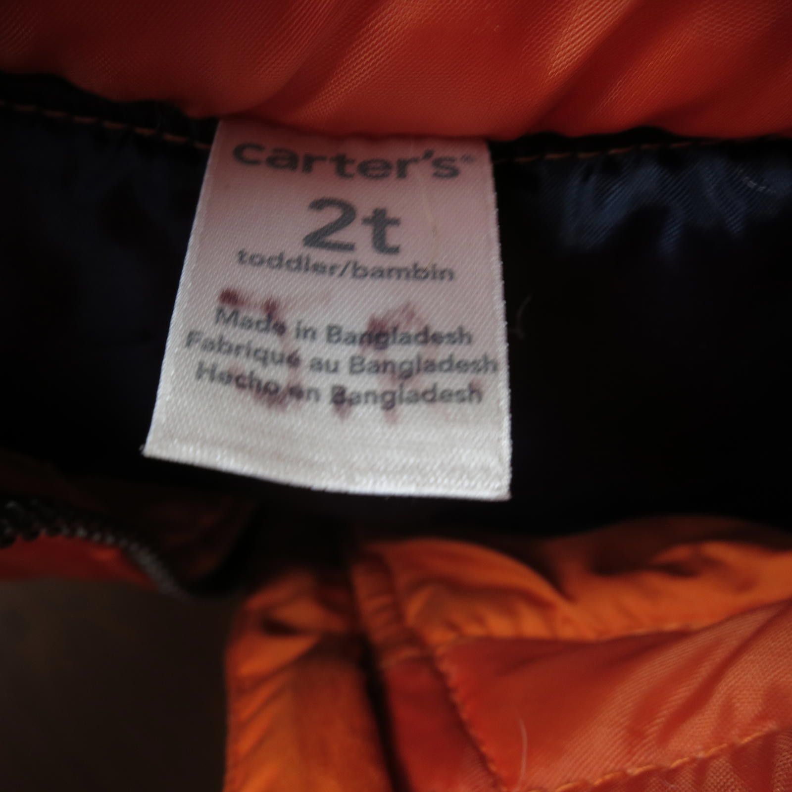 Other Carter's Toddler Puffer Vest - Orange with Bear Patch Size US XXS / EU 40 - 3 Thumbnail