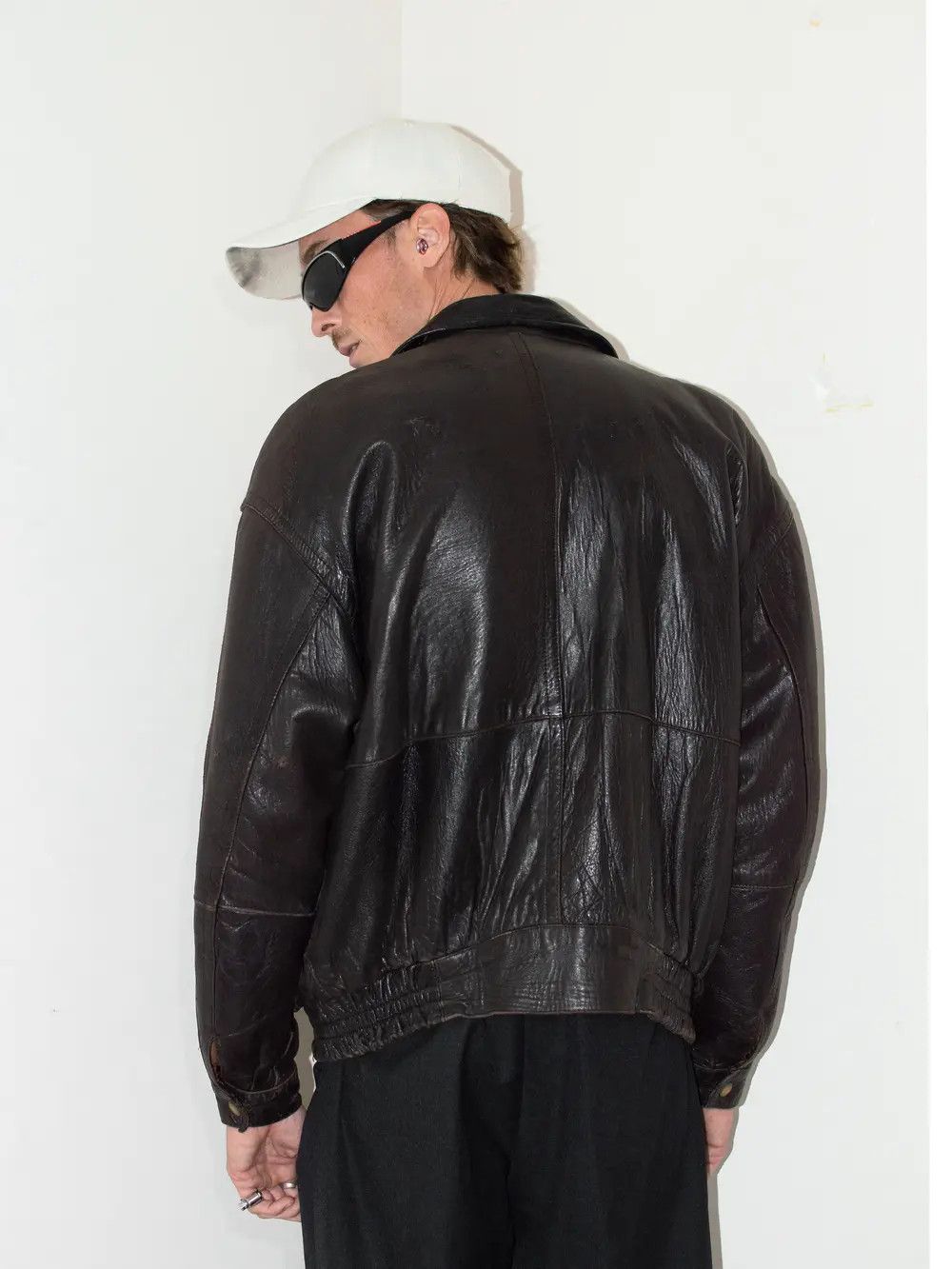 Designer × Vintage Vintage Brown box cut leather bomber jacket Size US XL / EU 56 / 4 - 3 Thumbnail