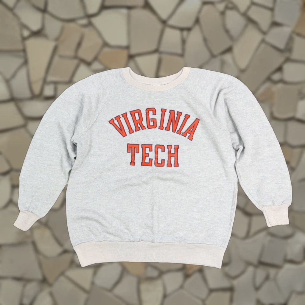Vintage Champion 70s College Virginia Tech Blue Bar Crewneck