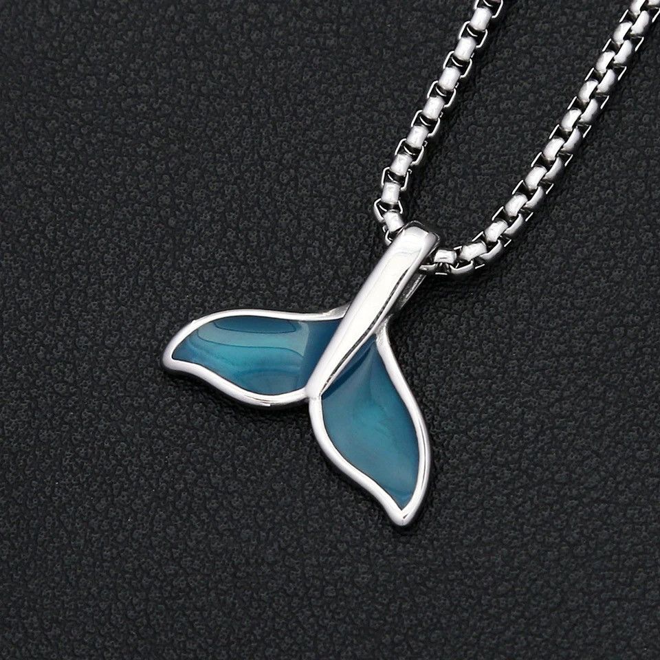 Jewelry Blue Whale Fish Tail Pendant Necklace Size ONE SIZE - 4 Thumbnail