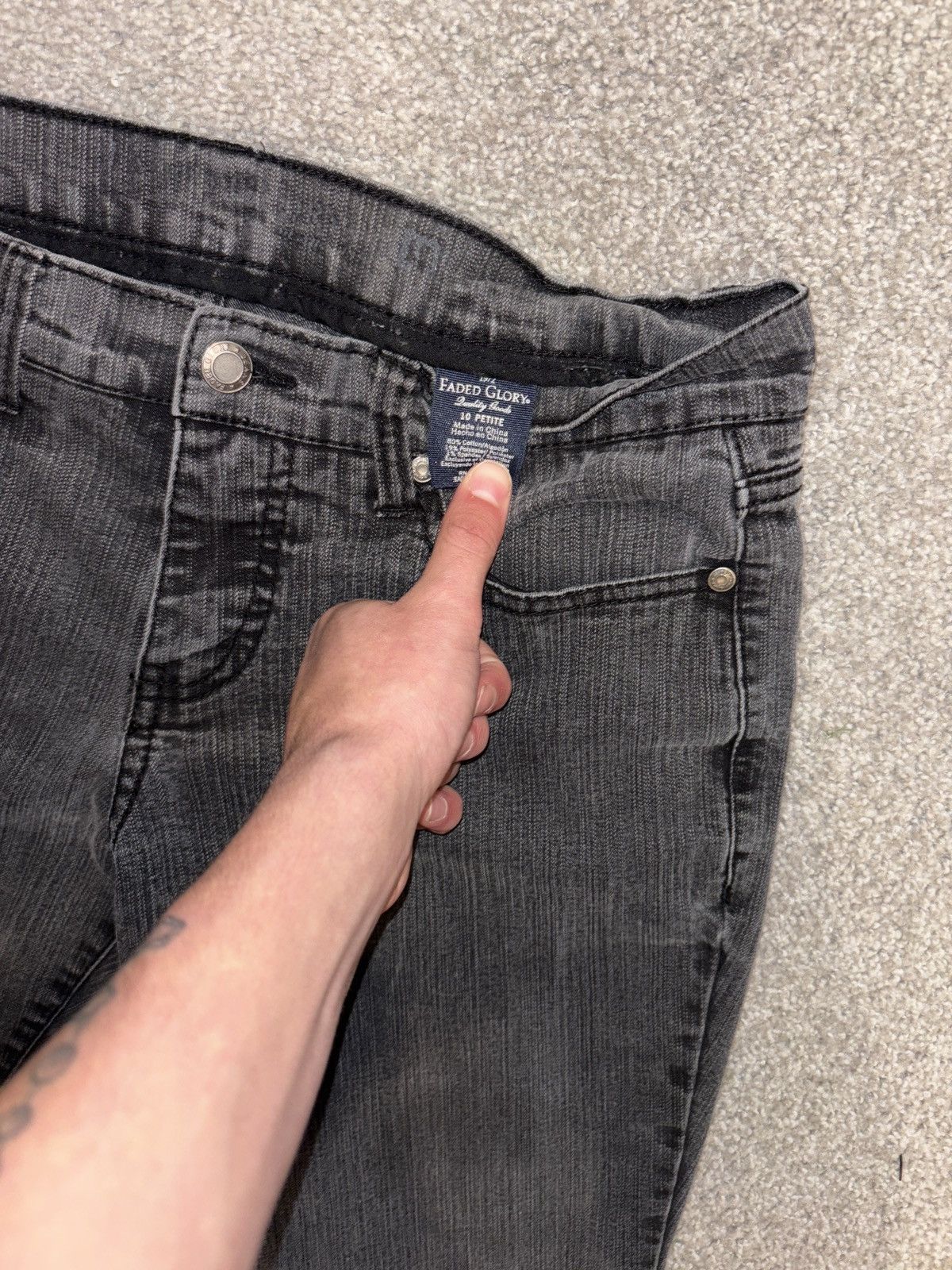 Japanese Brand × Vintage Black grunge-style y2k flared jeans Size US 32 / EU 48 - 3 Thumbnail