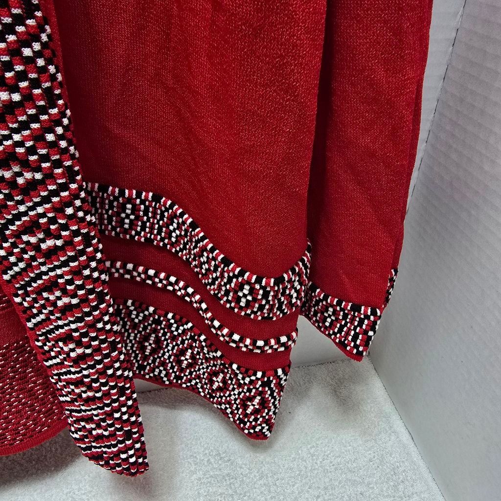 The Unbranded Brand Women's Ruby Rd. Red & Black Patterned Cardigan Sweater L Size L / US 10 / IT 46 - 4 Thumbnail