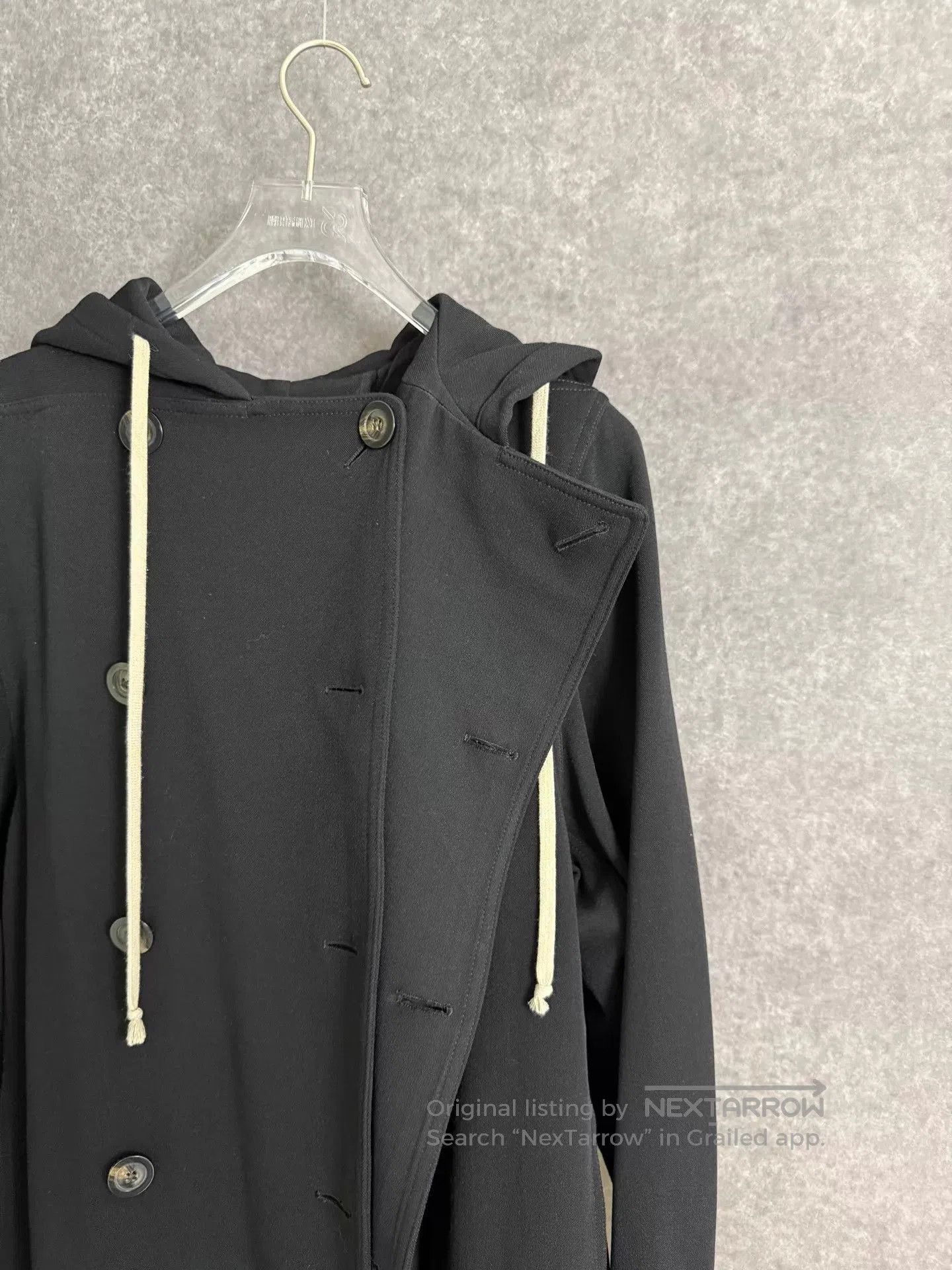 Rick Owens Black Long Hooded Coat with Button Closure. Size US S / EU 44-46 / 1 - 5 Thumbnail