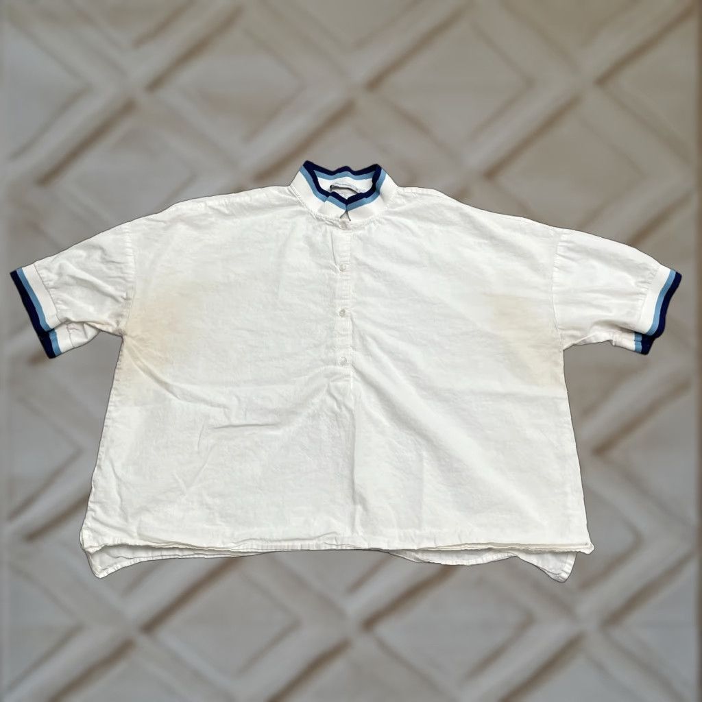 Zara Zara Trafaluc Collection Oversized Shirt Womens Large White Blue 1/2 Button Size L / US 10 / IT 46 - 1 Thumbnail