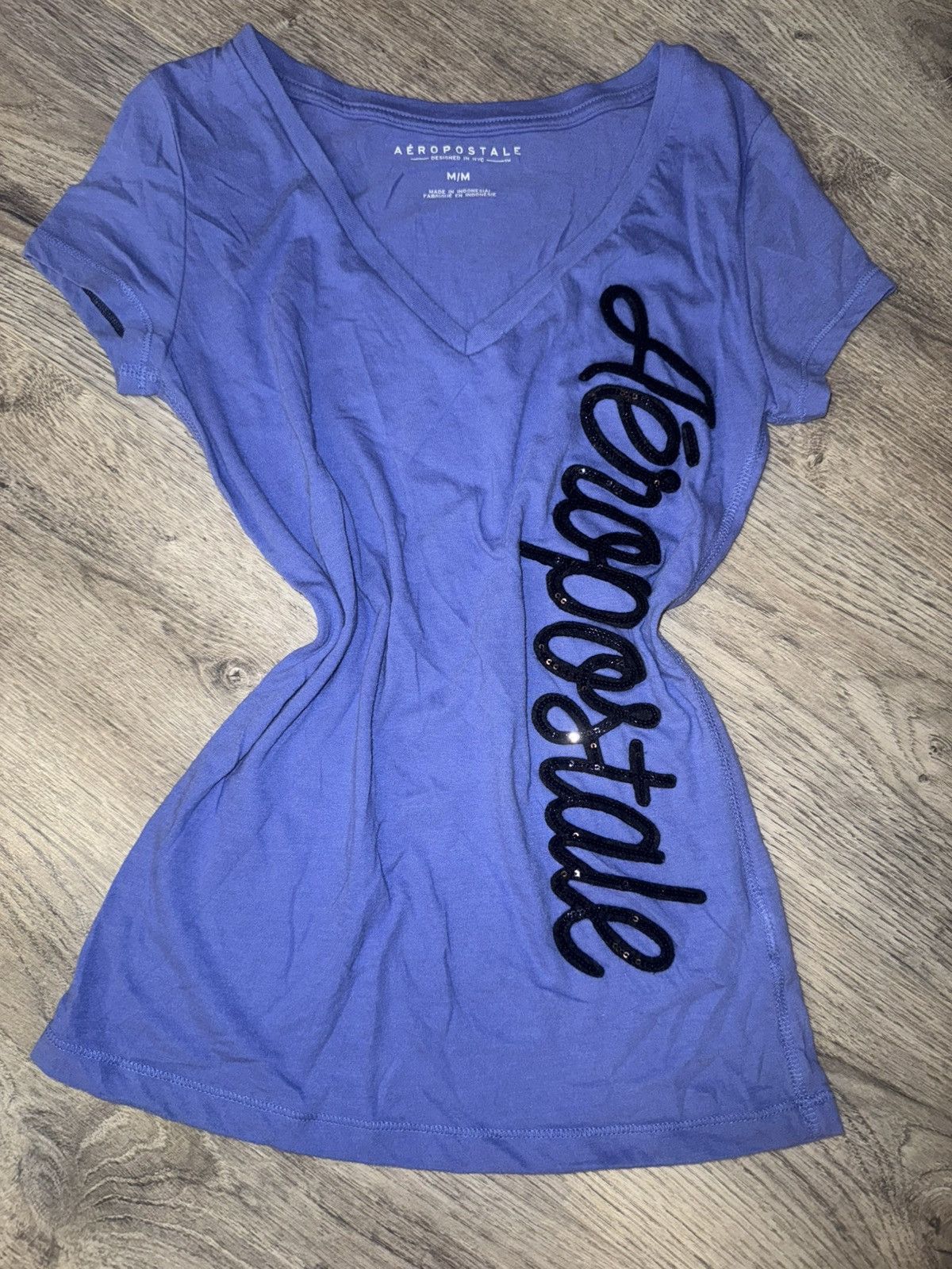 Aeropostale Blue and black Aeropostale V-neck Sequin Bling Size M / US 6-8 / IT 42-44 - 1 Thumbnail
