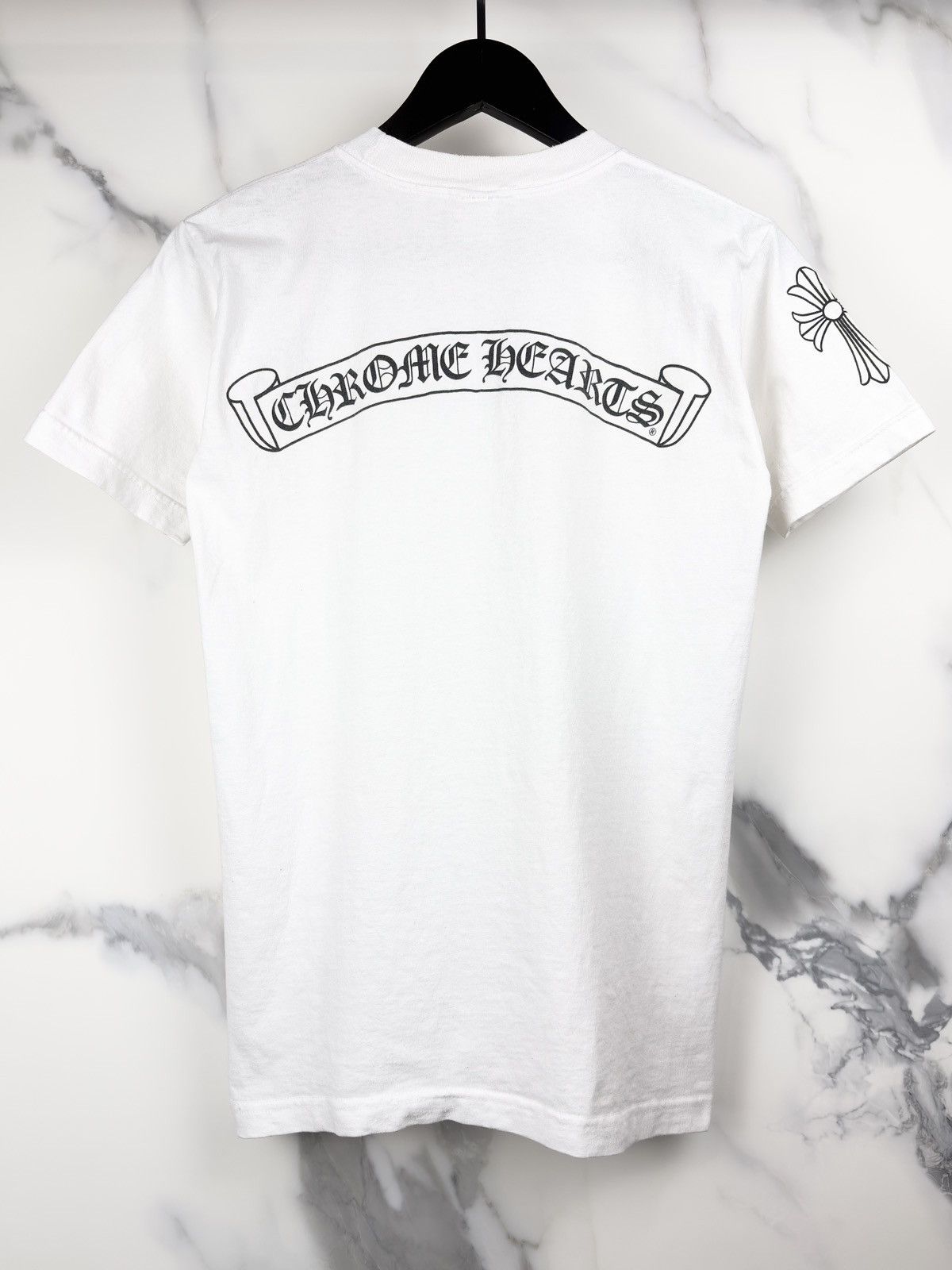 Chrome Hearts Vintage Scroll Cross Horseshoe Pocket Tshirt