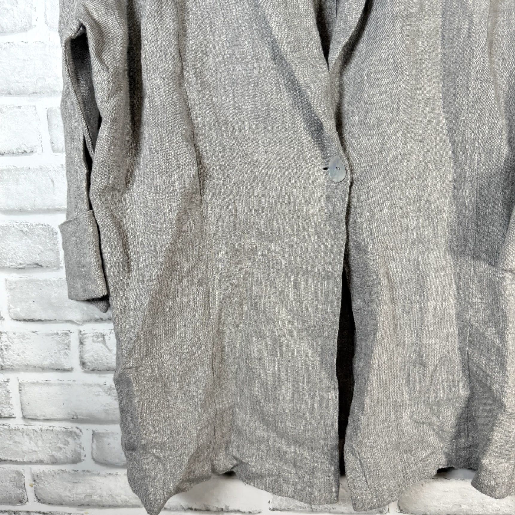 Vintage Tahari 100% Linen Gray Long Sleeve Shirt Jacket Womens Size M Size M / US 6-8 / IT 42-44 - 3 Thumbnail