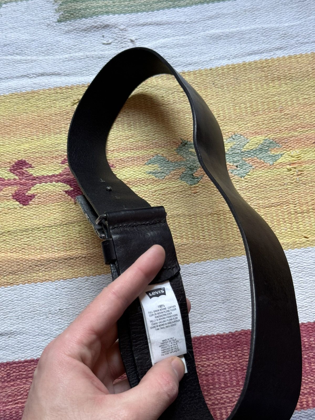 Levi's Vintage 00’s Levi’s Genuine Leather Black Western Belt Size ONE SIZE - 4 Thumbnail