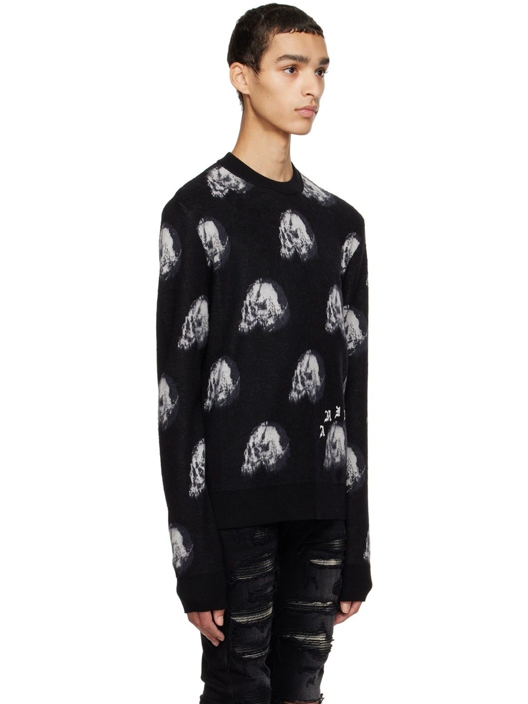 Amiri × Wes Lang o1w1db10125 Skull Sweater in Black/White Size US M / EU 48-50 / 2 - 3 Thumbnail