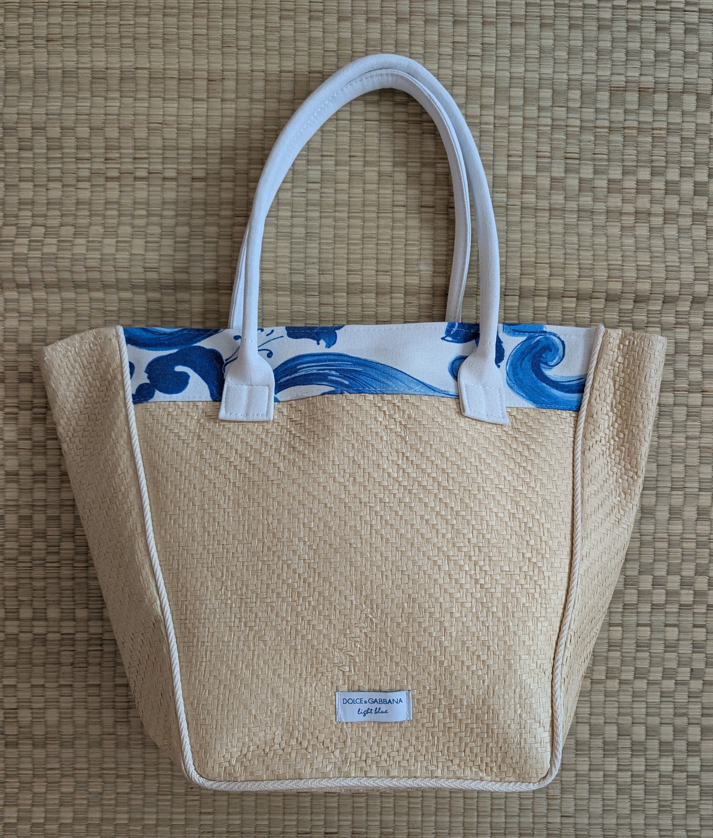 Dolce & Gabbana Dolce Gabbana Light Blue Woven Straw Weave Tote Bag Size ONE SIZE - 1 Thumbnail