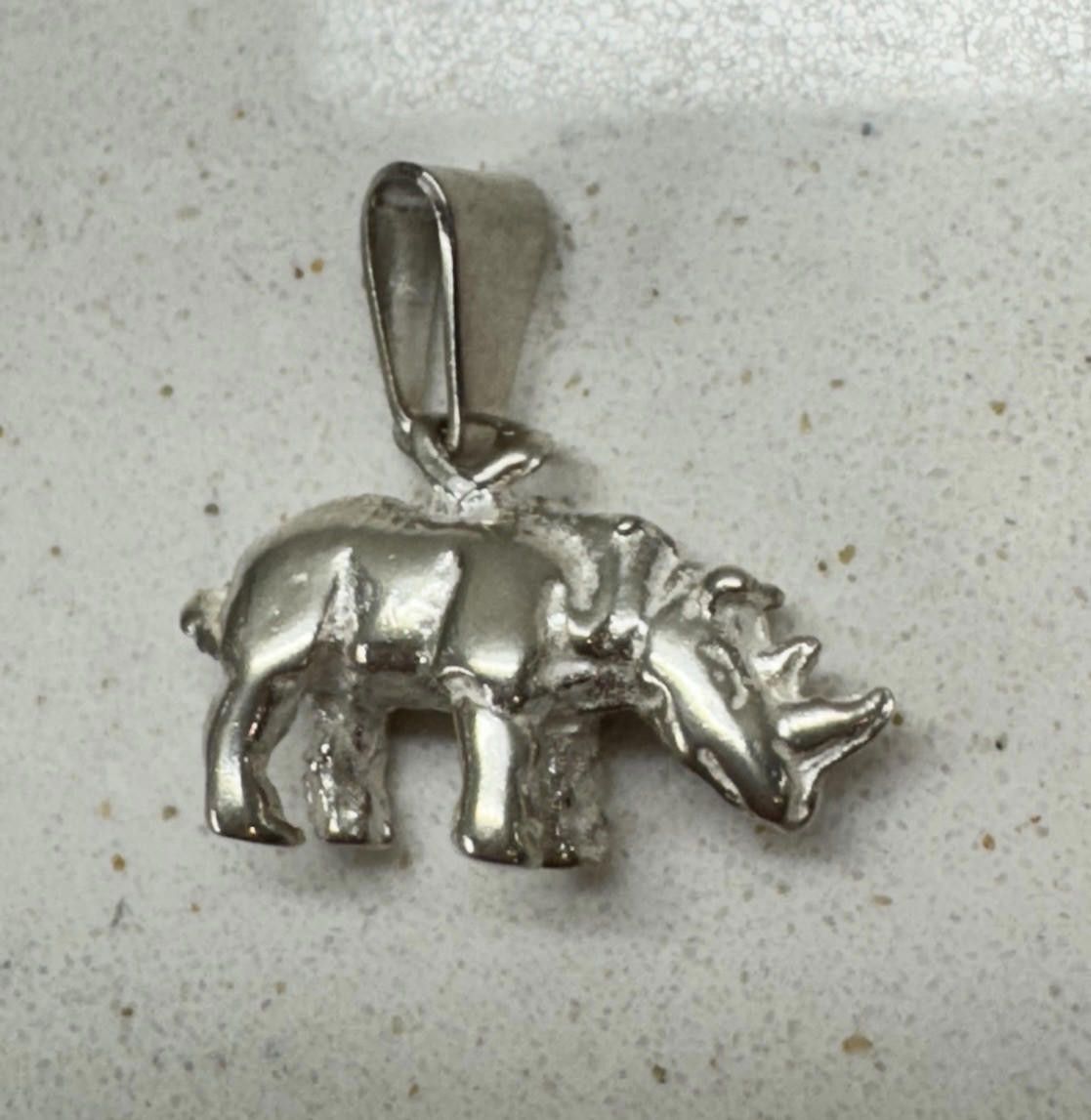 Designer .925 Sterling Silver 3-D RHINOCEROS CHARM Rhino Africa .925 Size ONE SIZE - 2 Thumbnail