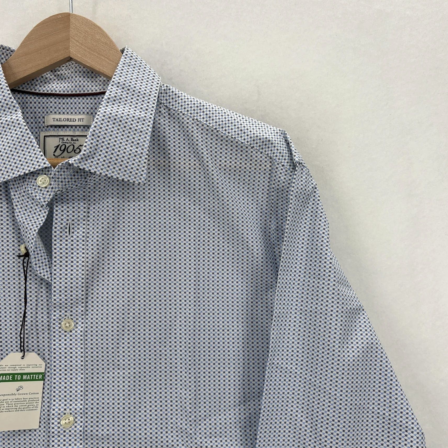 Jos. A. Bank Jos A Bank 1905 Shirt Mens L Blue Geo Print Slim Cotton Long Sleeve NWT Dress Shirt Size US L / EU 52-54 / 3 - 2 Thumbnail
