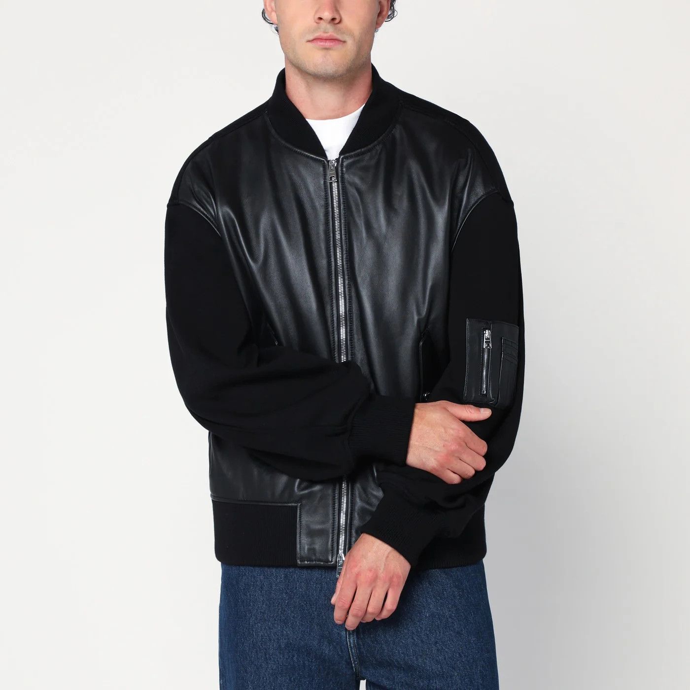Givenchy o1d2blof0426 Leather Bomber Jacket in Black Size US XL / EU 56 / 4 - 1 Thumbnail
