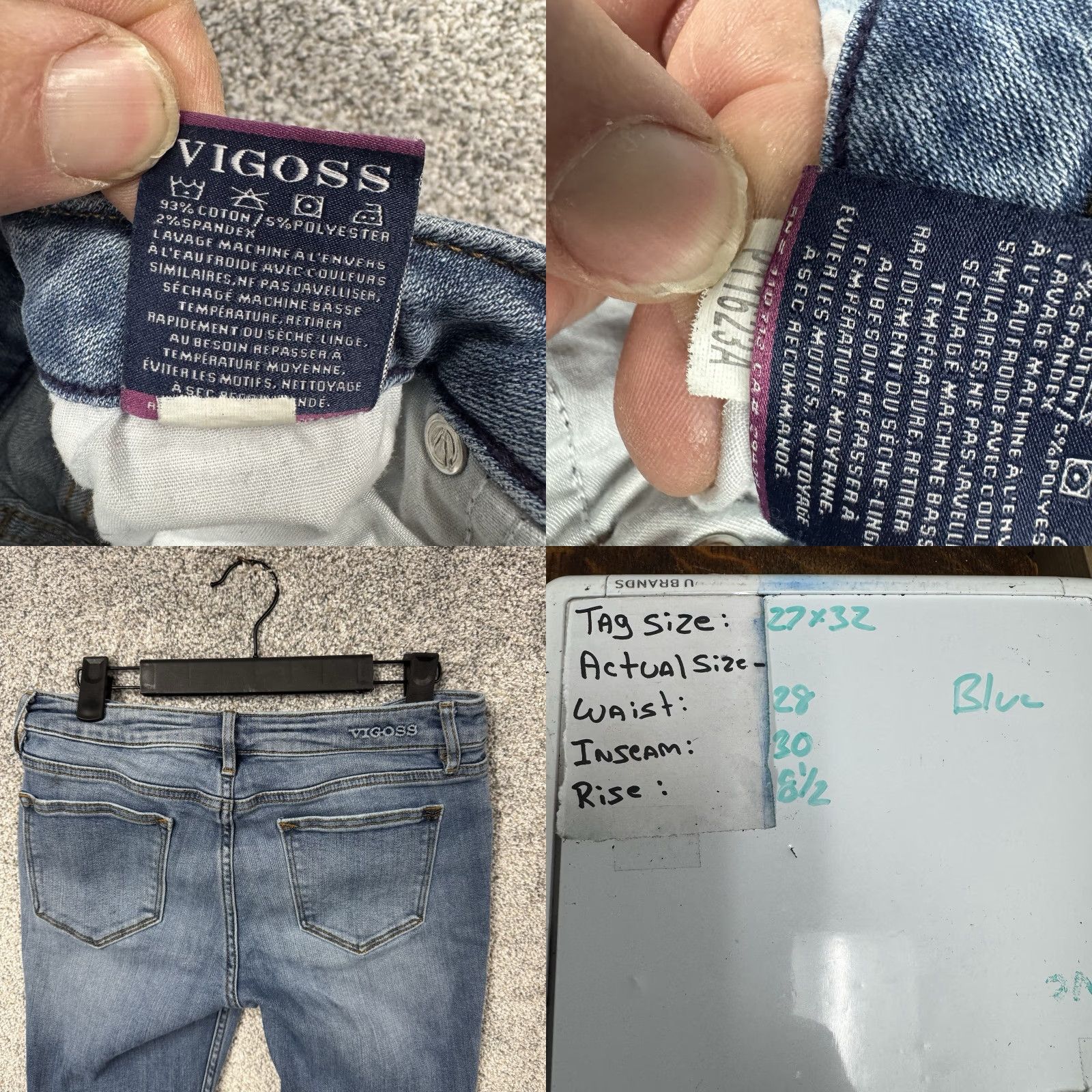 Vintage VIGOSS Jeans Bootcut 28x30 Women Regular 28 Inseam Medium Wash Blue Cotton Polyester Spandex 5-Pocket Denim Vintage No Y2K Retro Classic Fit Jeans Size 28" / US 6 / IT 42 - 9 Thumbnail