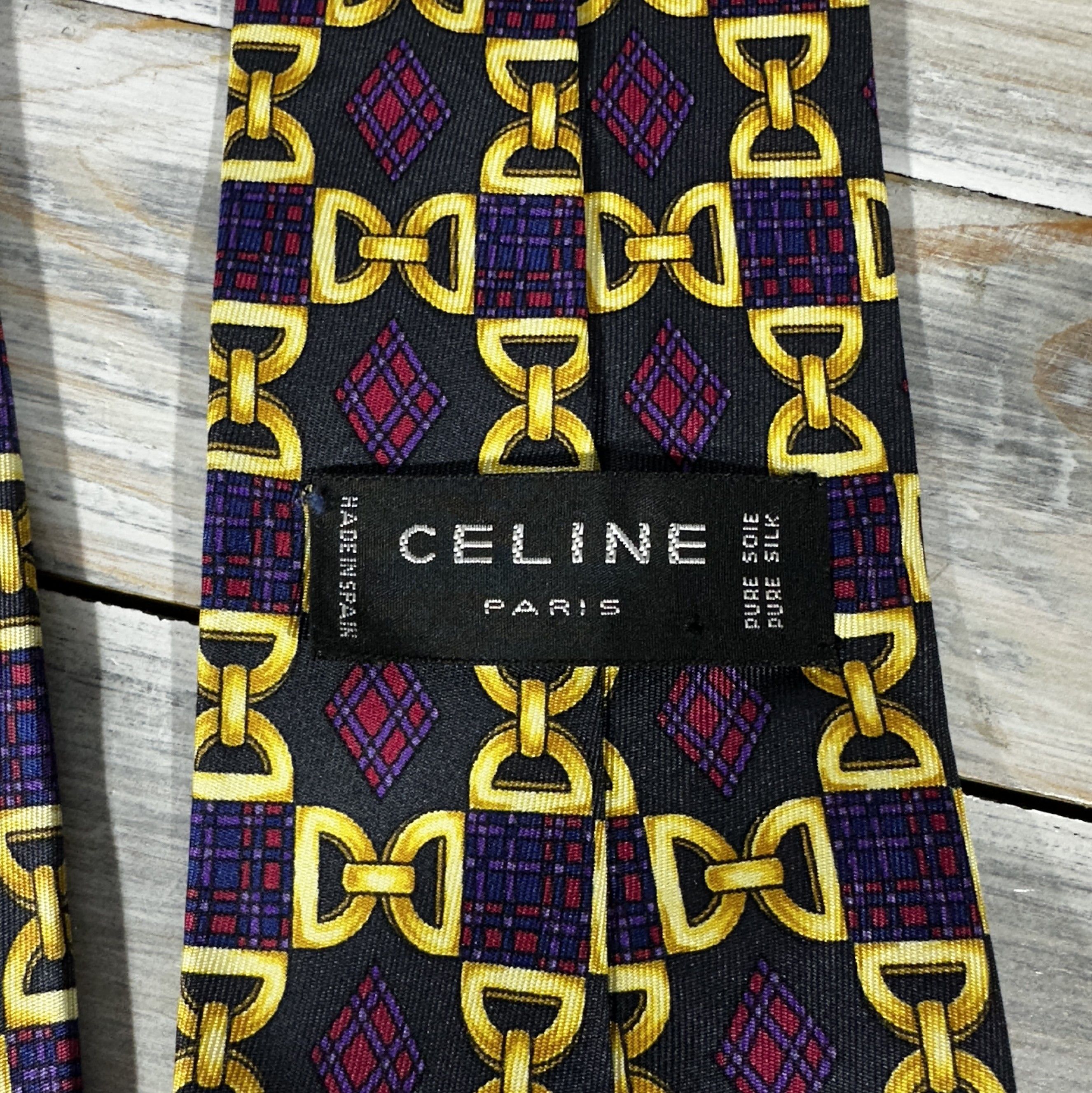 Celine CELINE Paris Silk Tie Handmade Chain Theme Made In Spain Size ONE SIZE - 24 Thumbnail