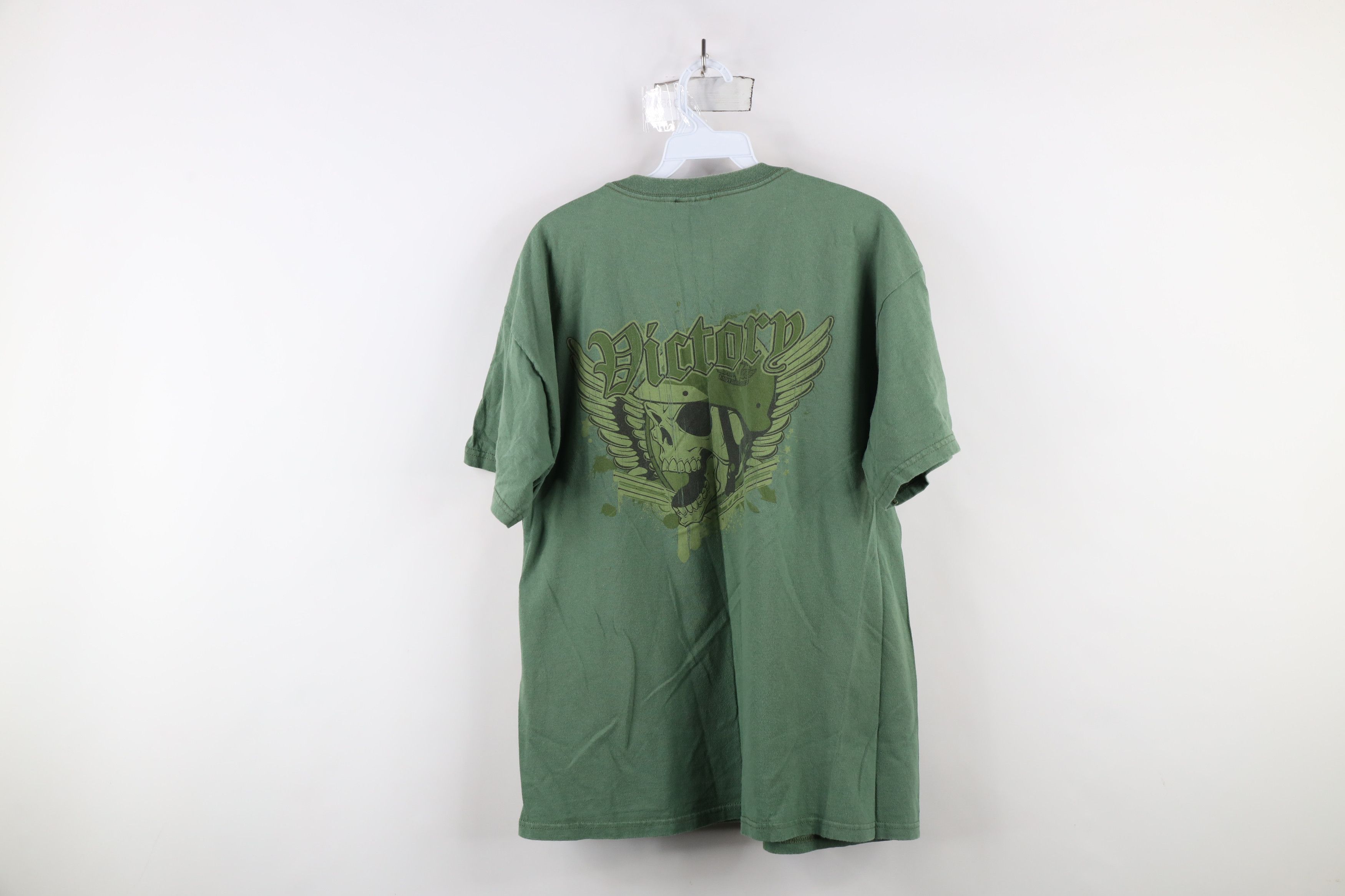 Vintage Vintage Spell Out Victory Motorcycles Skull Skeleton T-Shirt Size US L / EU 52-54 / 3 - 8 Thumbnail