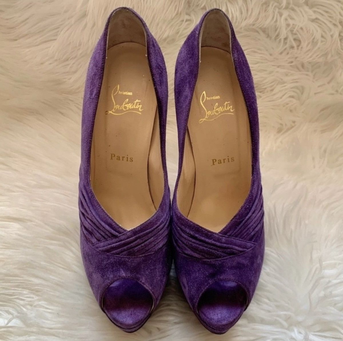 Christian Louboutin Christian Louboutin Peep Toe Suede Heels Size US 7.5 / IT 37.5 - 5 Thumbnail
