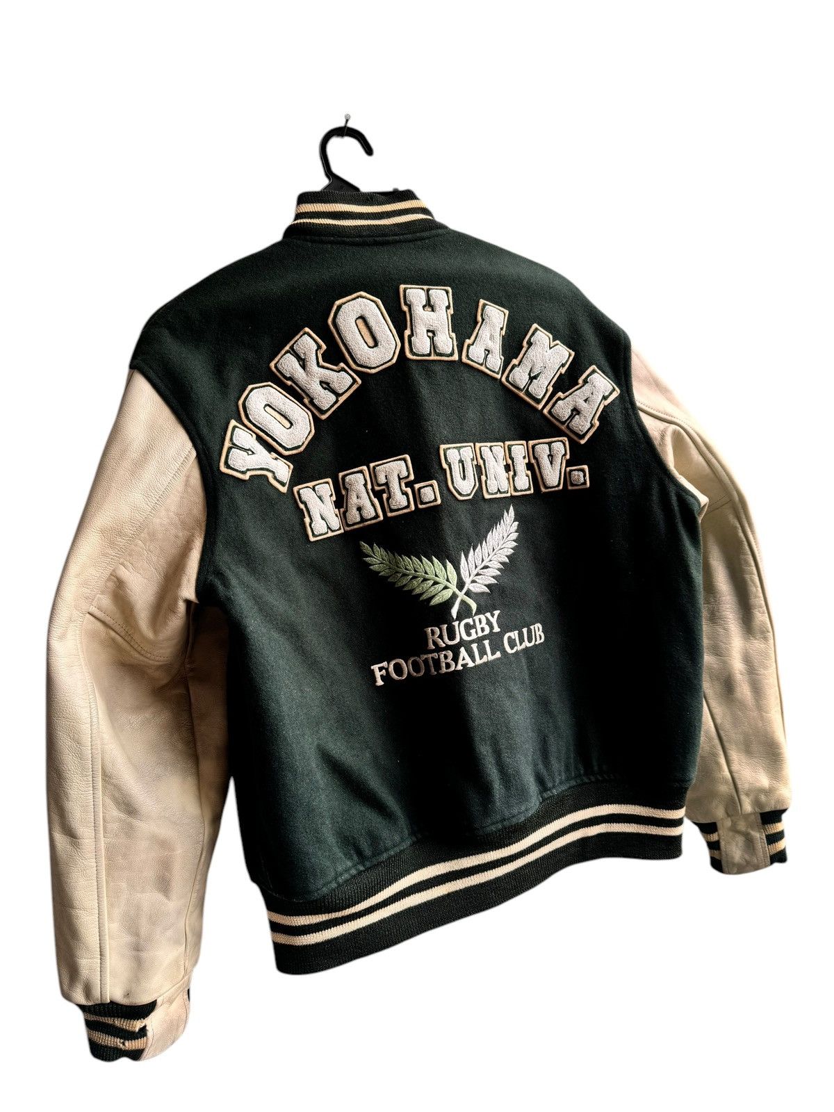 Vintage Vintage Varsity Yokohama Rugby Leather Sleeve Jacket Size US L / EU 52-54 / 3 - 6 Thumbnail